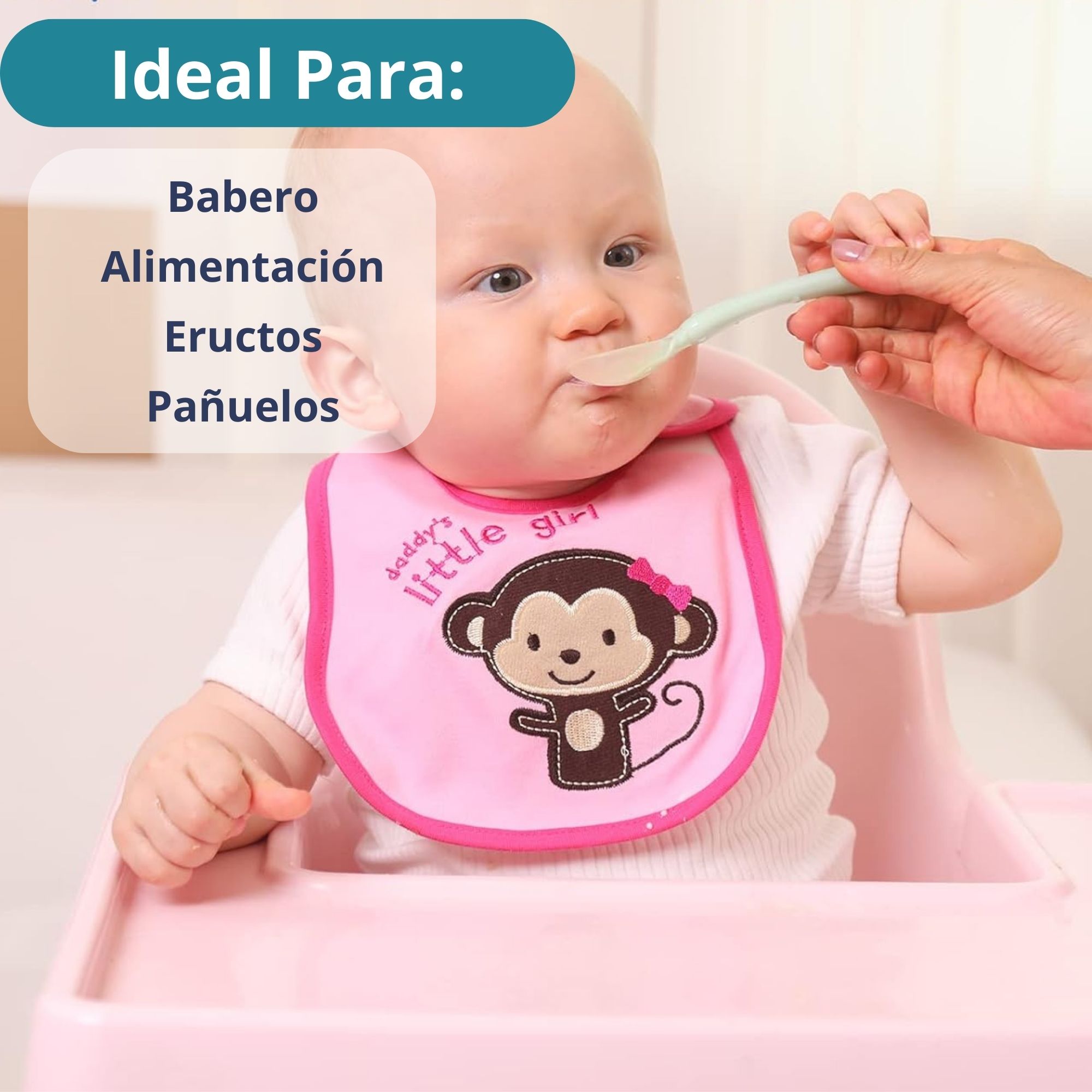 PACK 12 BABEROS IMPERMEABLES REGULABLES PARA BEBÉS JUMP KIDS NIÑA - 3