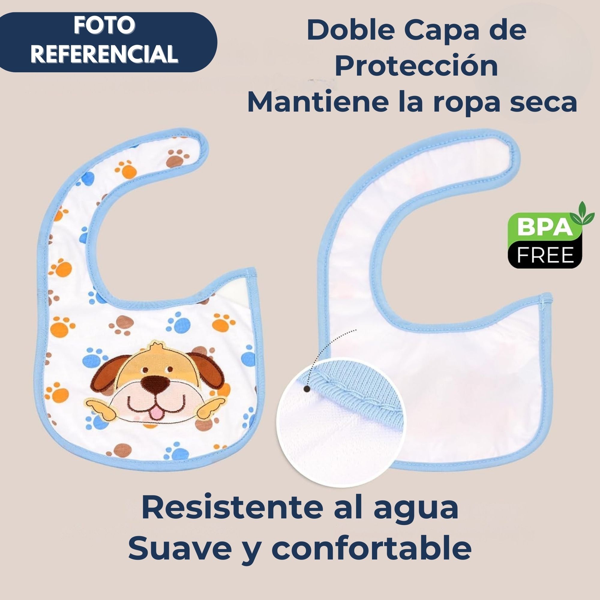 PACK 12 BABEROS IMPERMEABLES REGULABLES PARA BEBÉS JUMP KIDS NIÑA - 6
