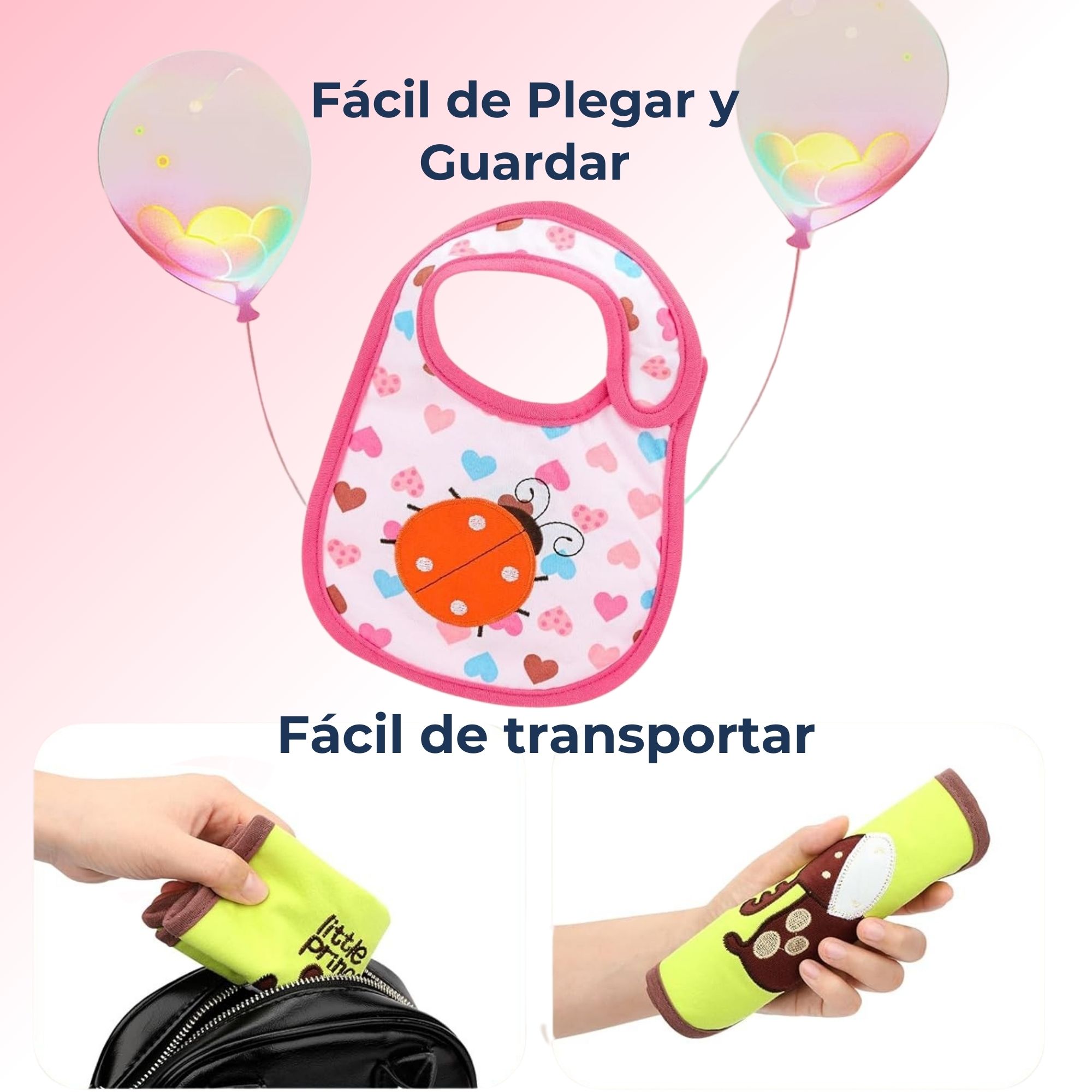 PACK 12 BABEROS IMPERMEABLES REGULABLES PARA BEBÉS JUMP KIDS NIÑA - 8