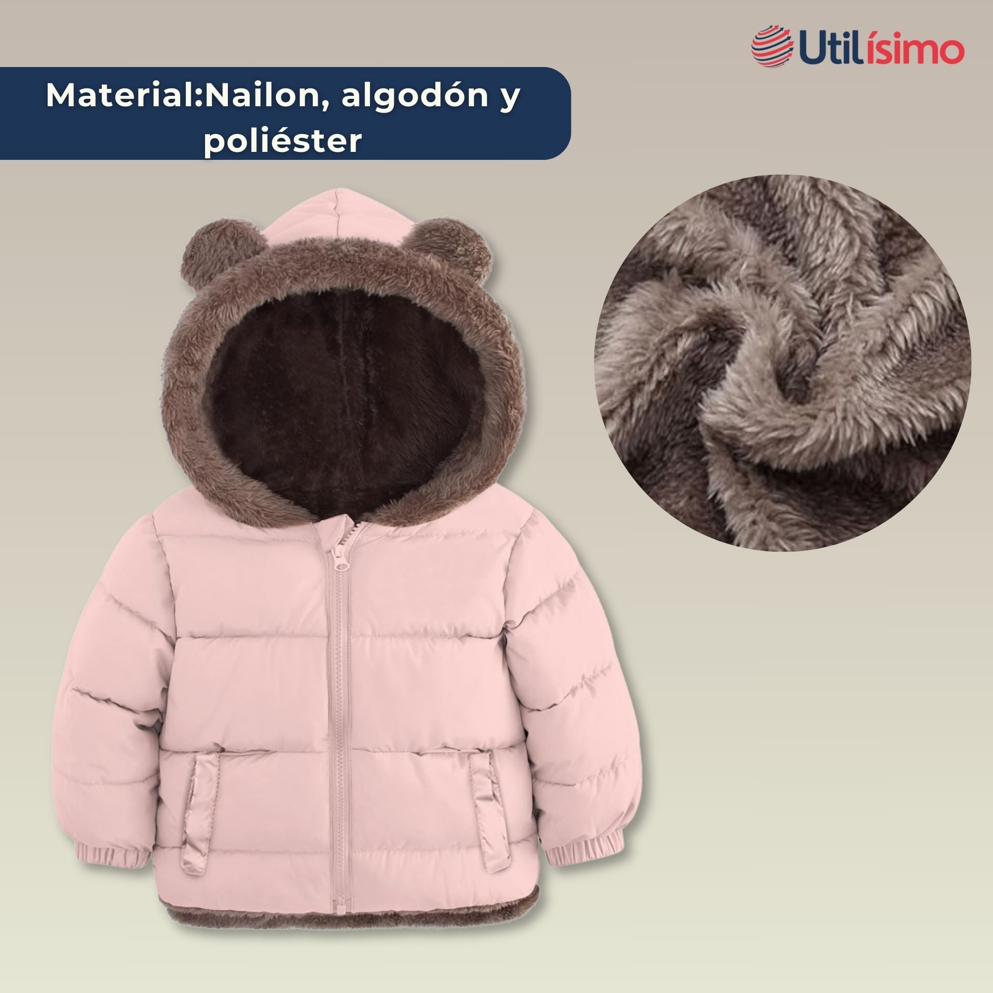PARKA CON CAPUCHA MANGA LARGA UNICOLOR NIÑA JUMP KIDS PINK - 3