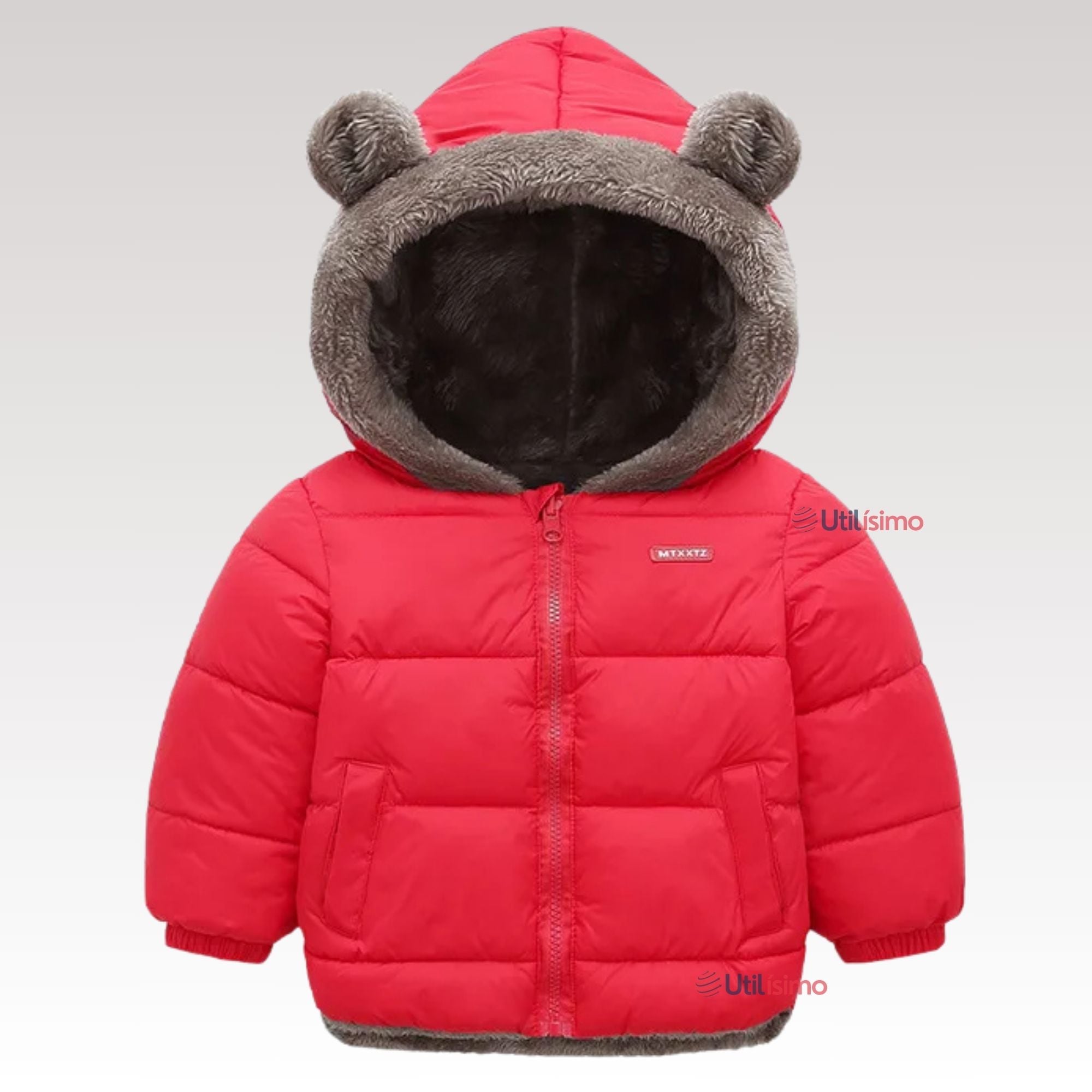 PARKA CON CAPUCHA MANGA LARGA UNICOLOR NIÑO Y NIÑA JUMP KIDS RED - 1