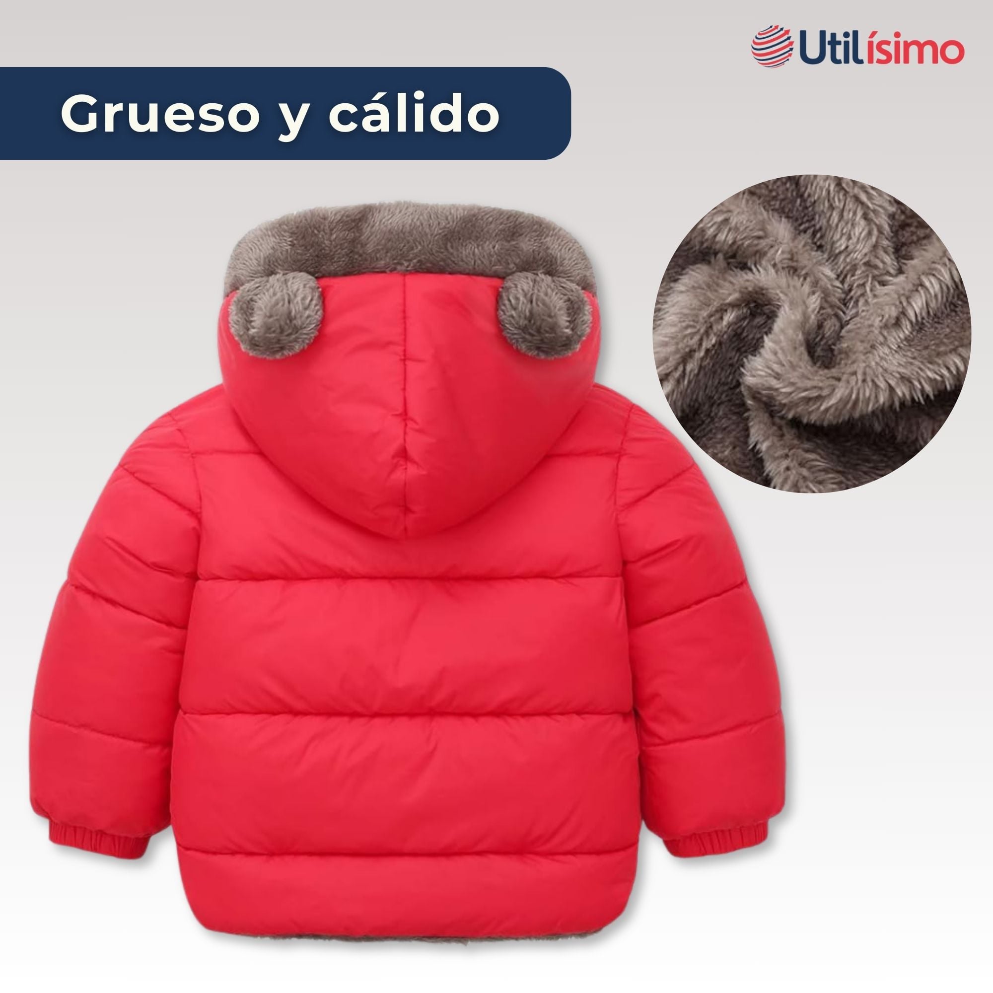 PARKA CON CAPUCHA MANGA LARGA UNICOLOR NIÑO Y NIÑA JUMP KIDS RED - 3