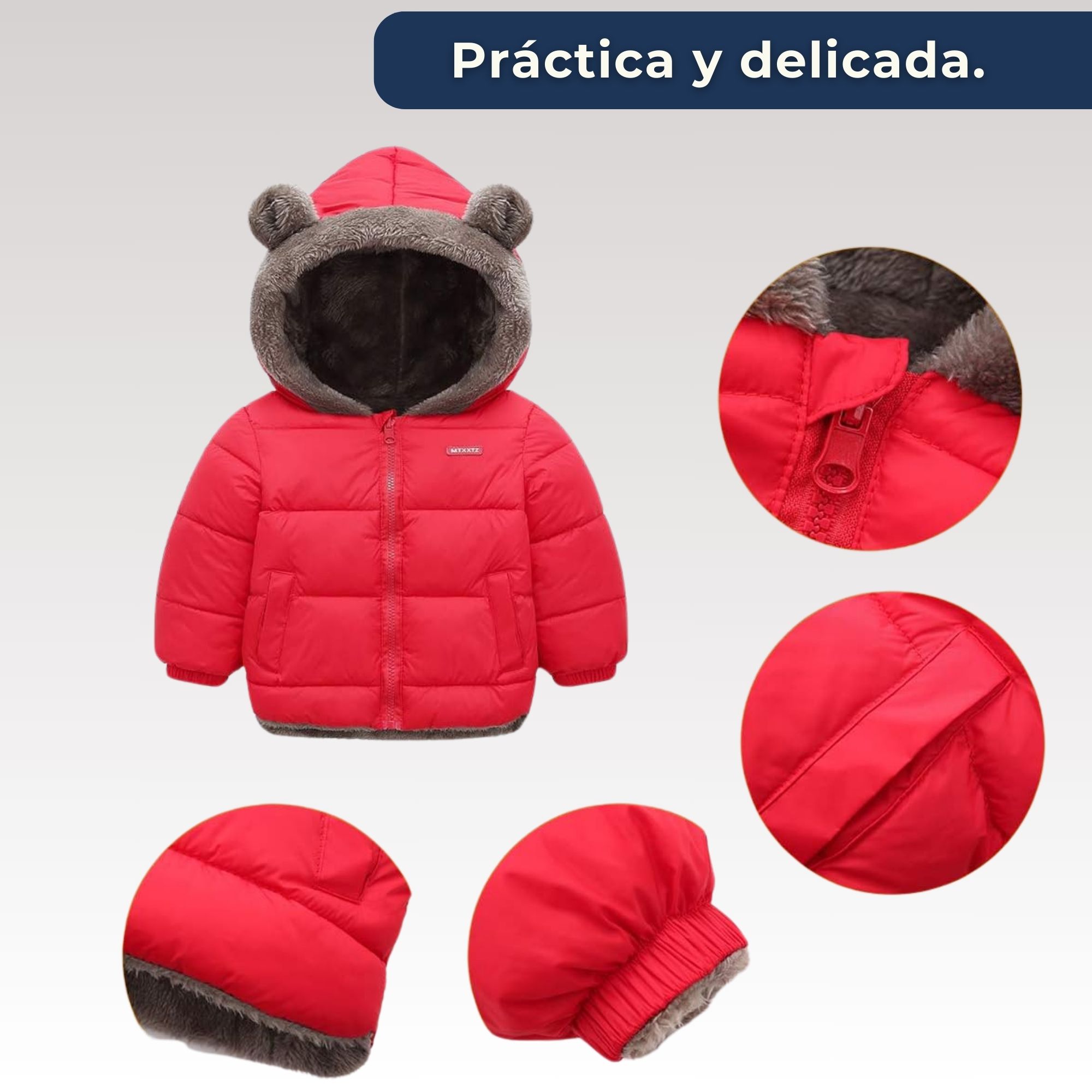 PARKA CON CAPUCHA MANGA LARGA UNICOLOR NIÑO Y NIÑA JUMP KIDS RED - 6