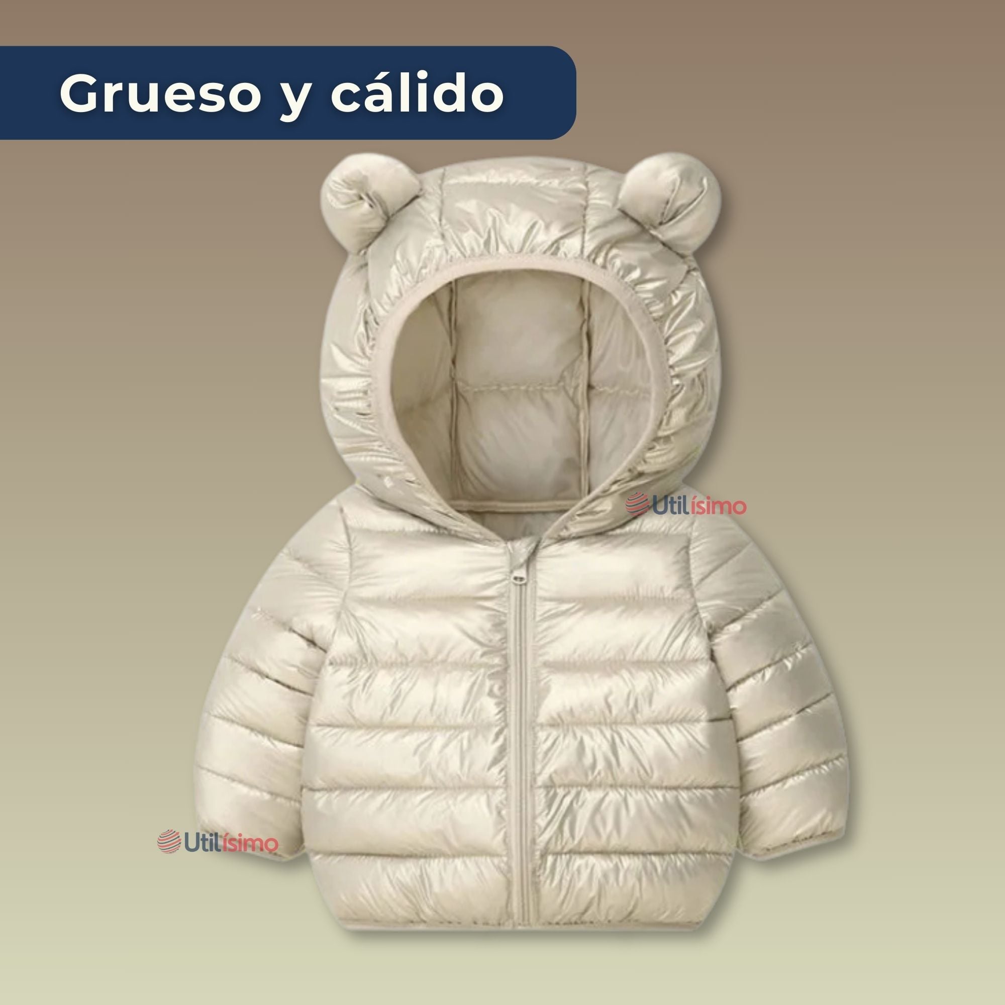 PARKA CON CAPUCHA MANGA LARGA NIÑO Y NIÑA JUMP KIDS BEIGE - 2