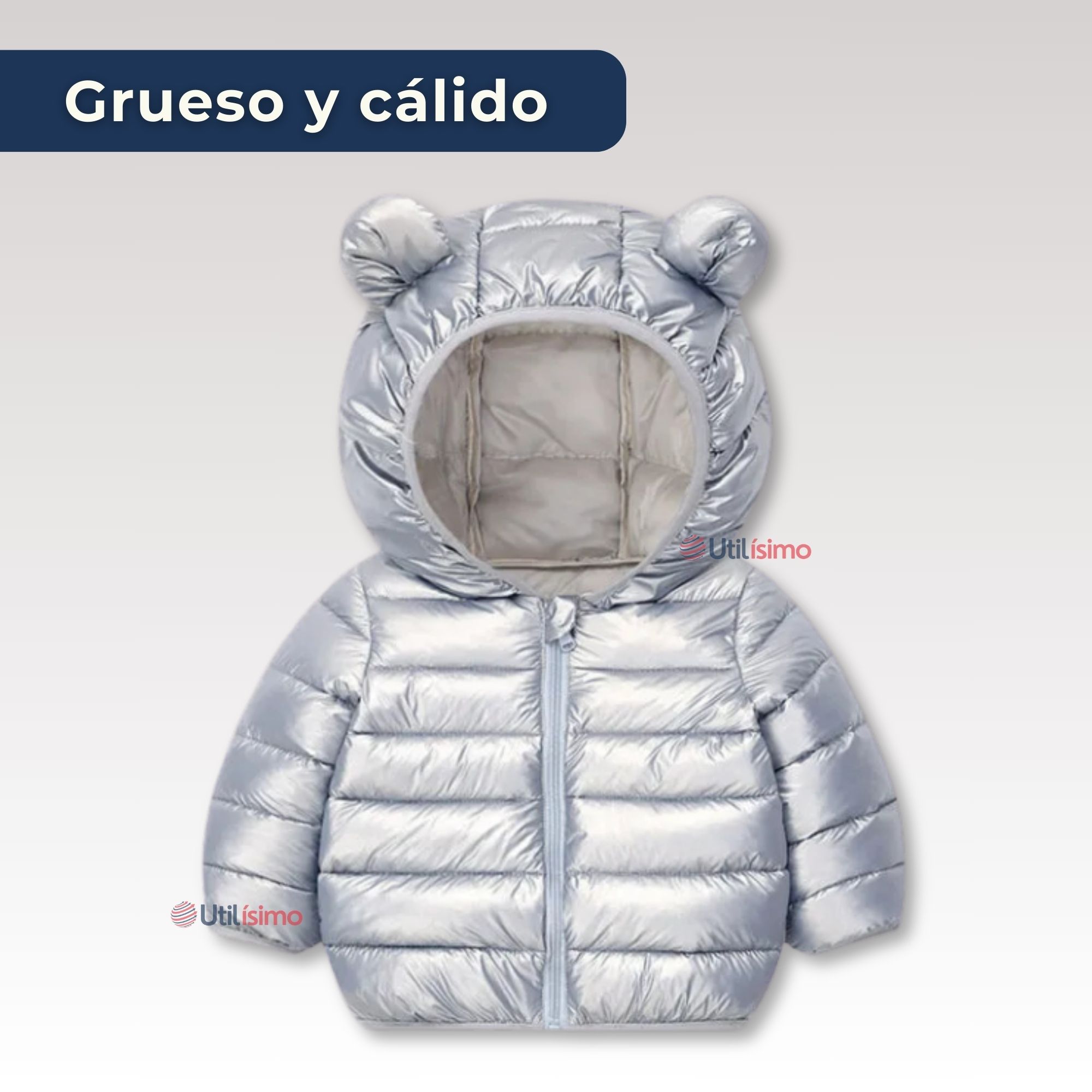 PARKA CON CAPUCHA MANGA LARGA NIÑA JUMP KIDS METALLIC GRAY - 3