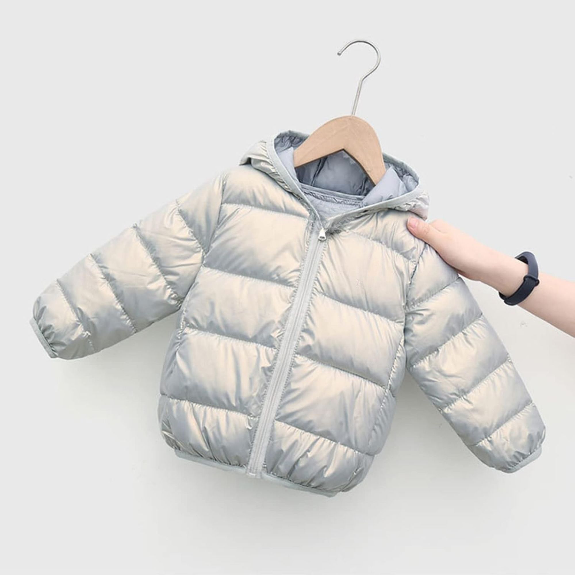 PARKA CON CAPUCHA MANGA LARGA NIÑA JUMP KIDS METALLIC GRAY - 6