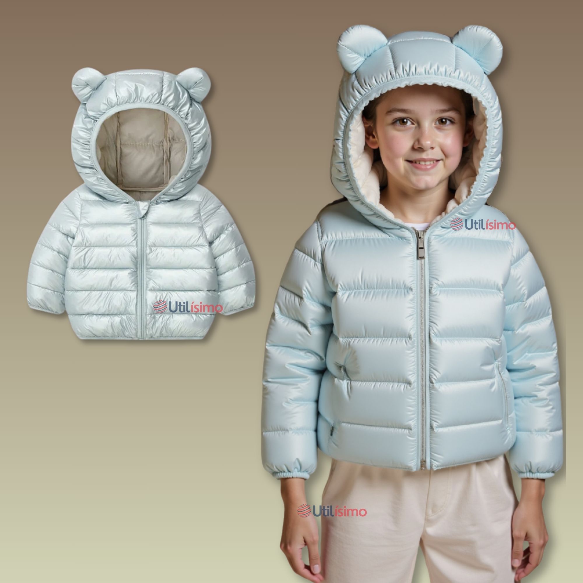 PARKA CON CAPUCHA MANGA LARGA NIÑA JUMP KIDS METALLIC LIGHT BLUE - 1