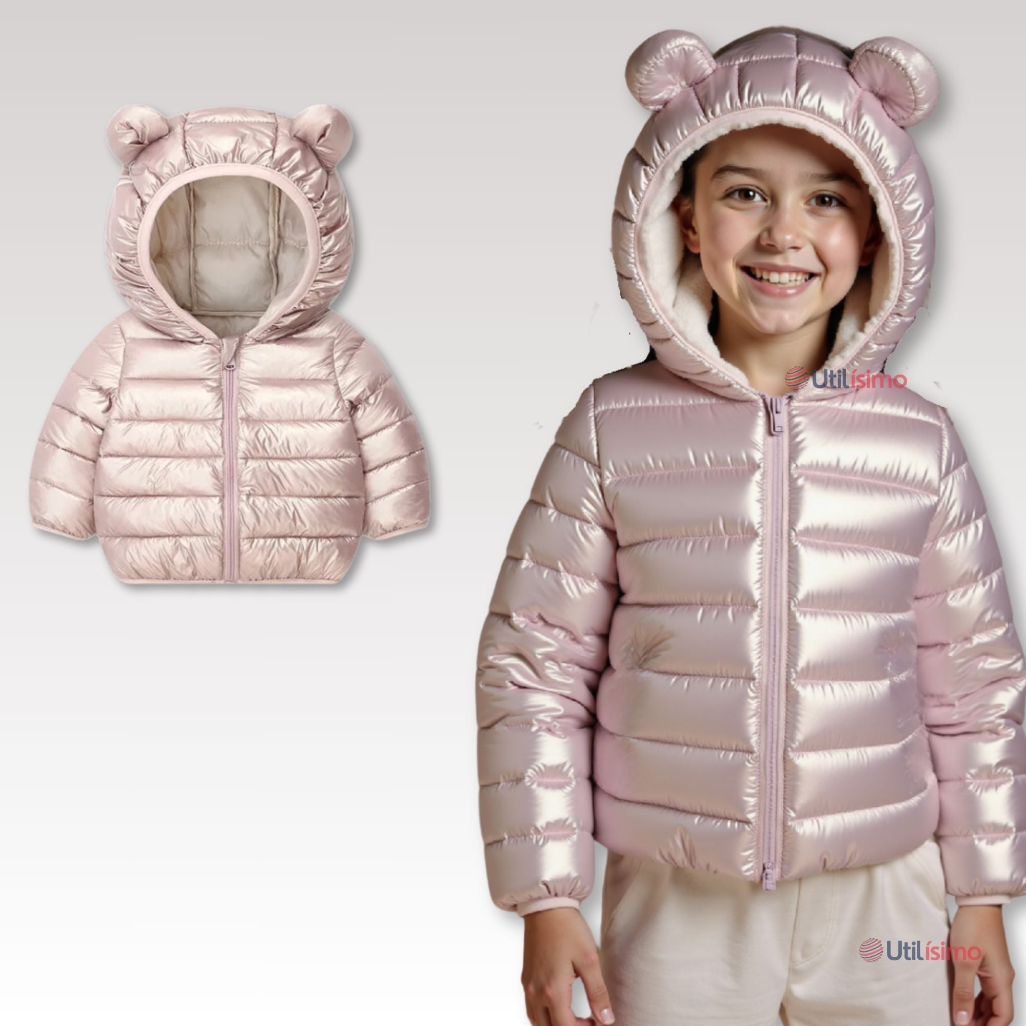 PARKA CON CAPUCHA MANGA LARGA NIÑA JUMP KIDS METALLIC PINK - 1
