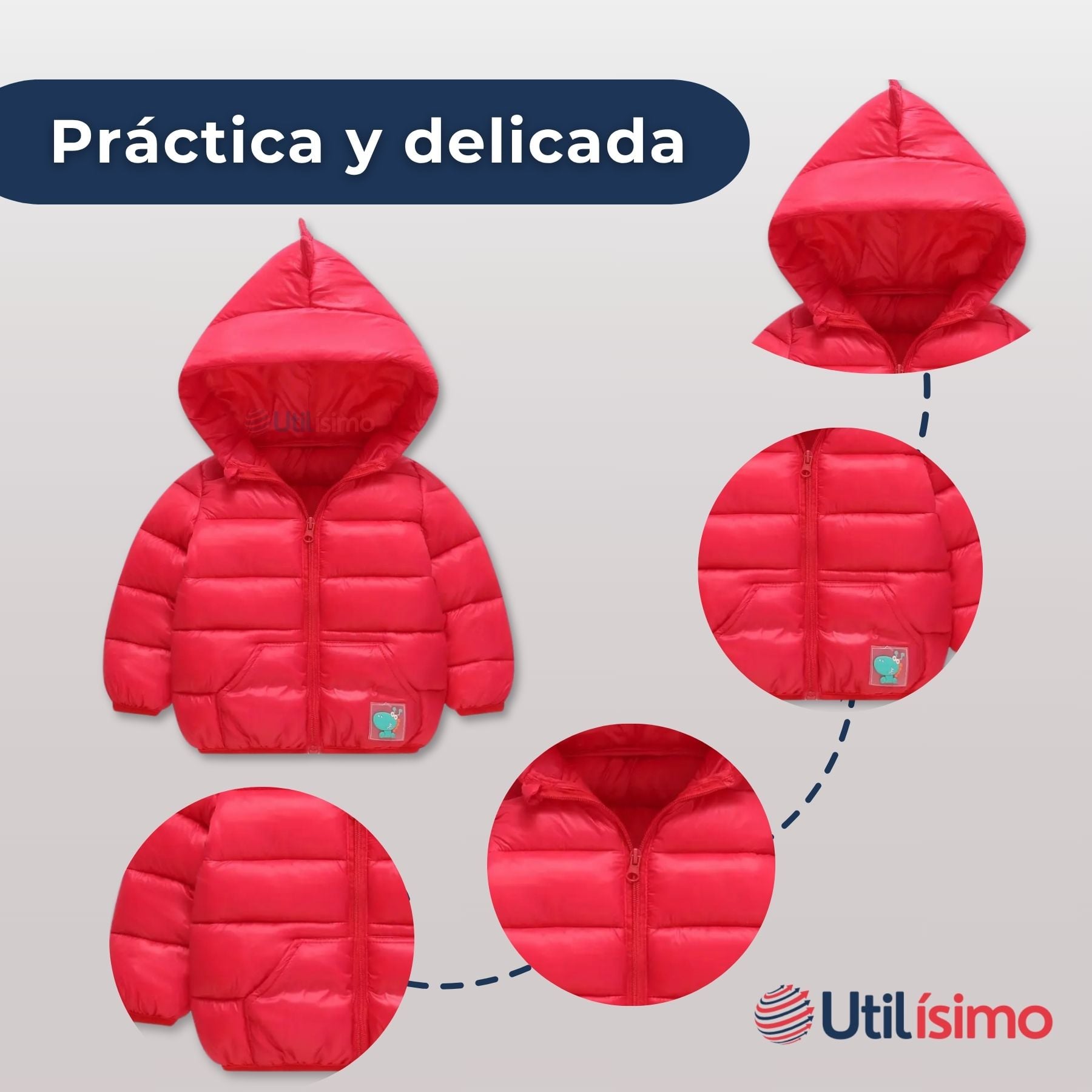 PARKA DINOSAURIO CON CAPUCHA MANGA LARGA NIÑO JUMP KIDS EN COLOR ROJO DINOSAURIO - 5