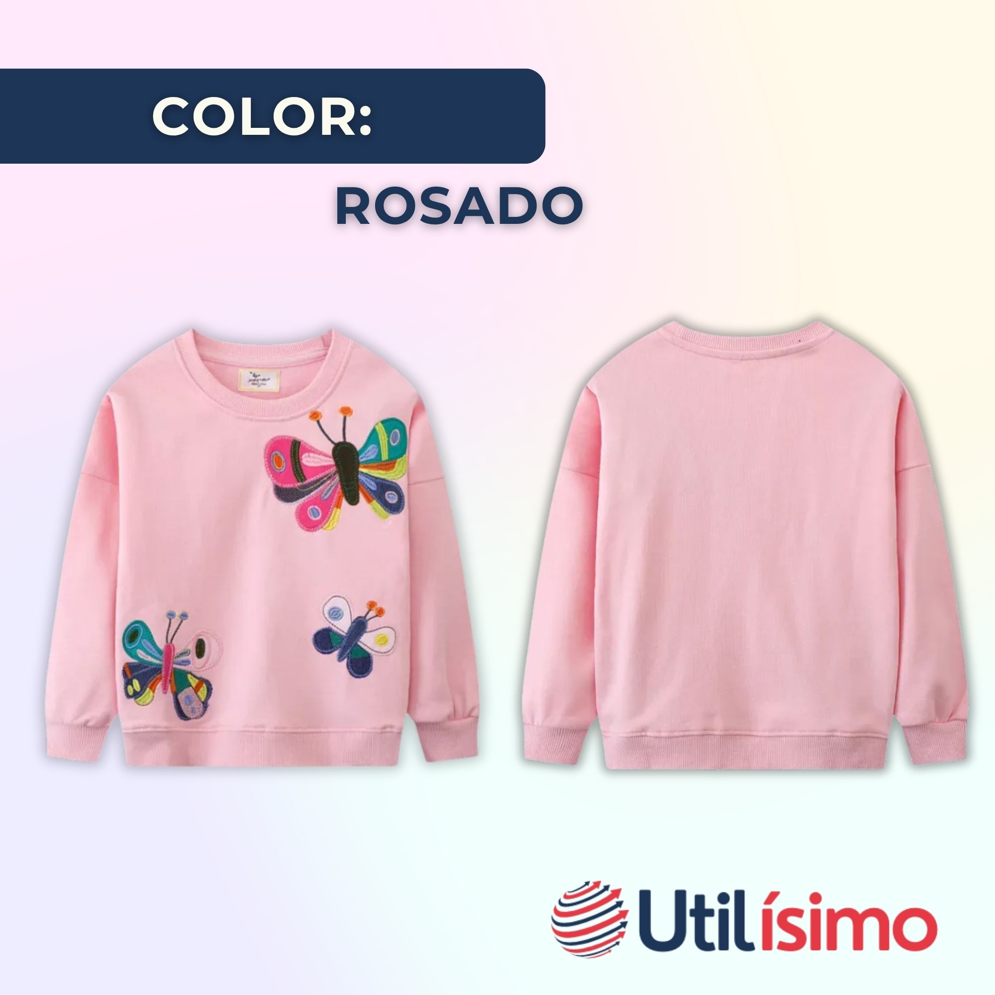 POLERÓN NIÑA MANGA LARGA 100% ALGODÓN ROSA MARIPOSA - 2