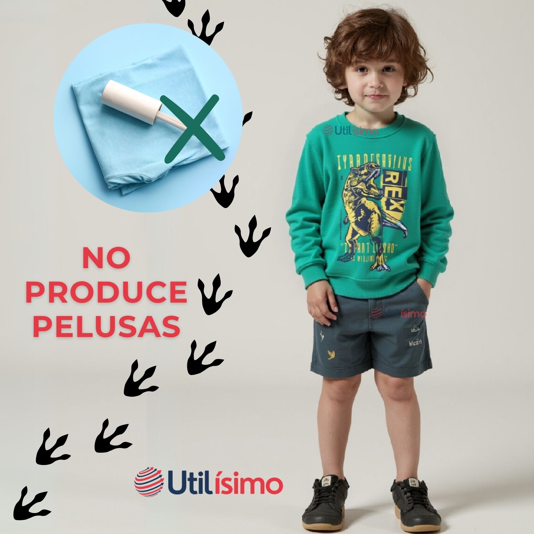 POLERÓN NIÑO MANGA LARGA 100% ALGODÓN VERDE DINOSAURIO - 6