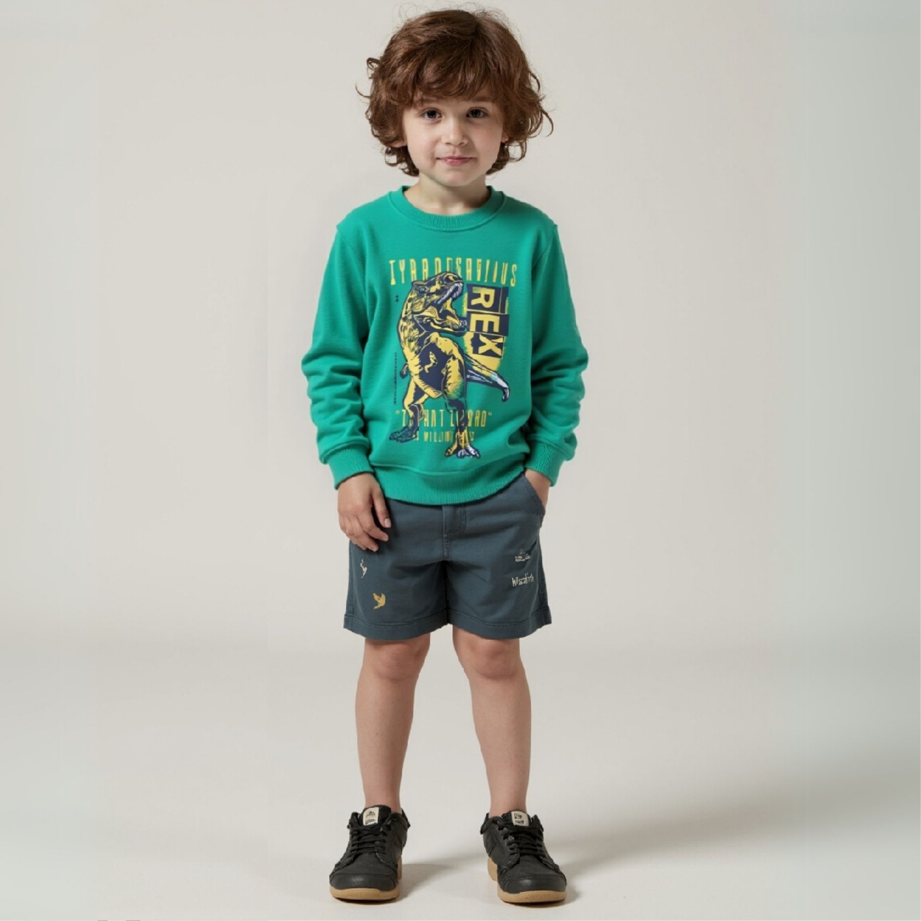 POLERÓN NIÑO MANGA LARGA 100% ALGODÓN VERDE DINOSAURIO - 7