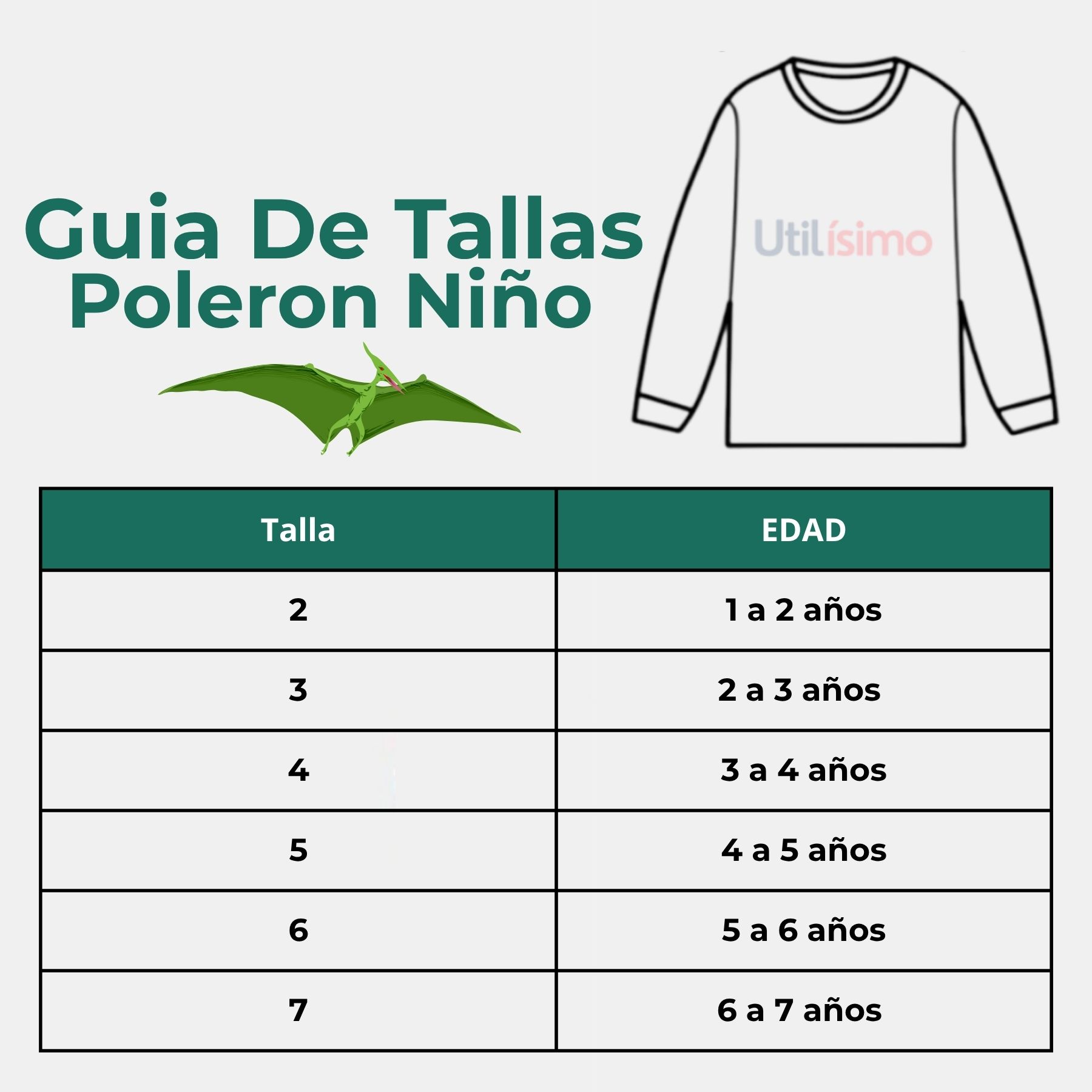 POLERÓN NIÑO MANGA LARGA 100% ALGODÓN VERDE DINOSAURIO - 2
