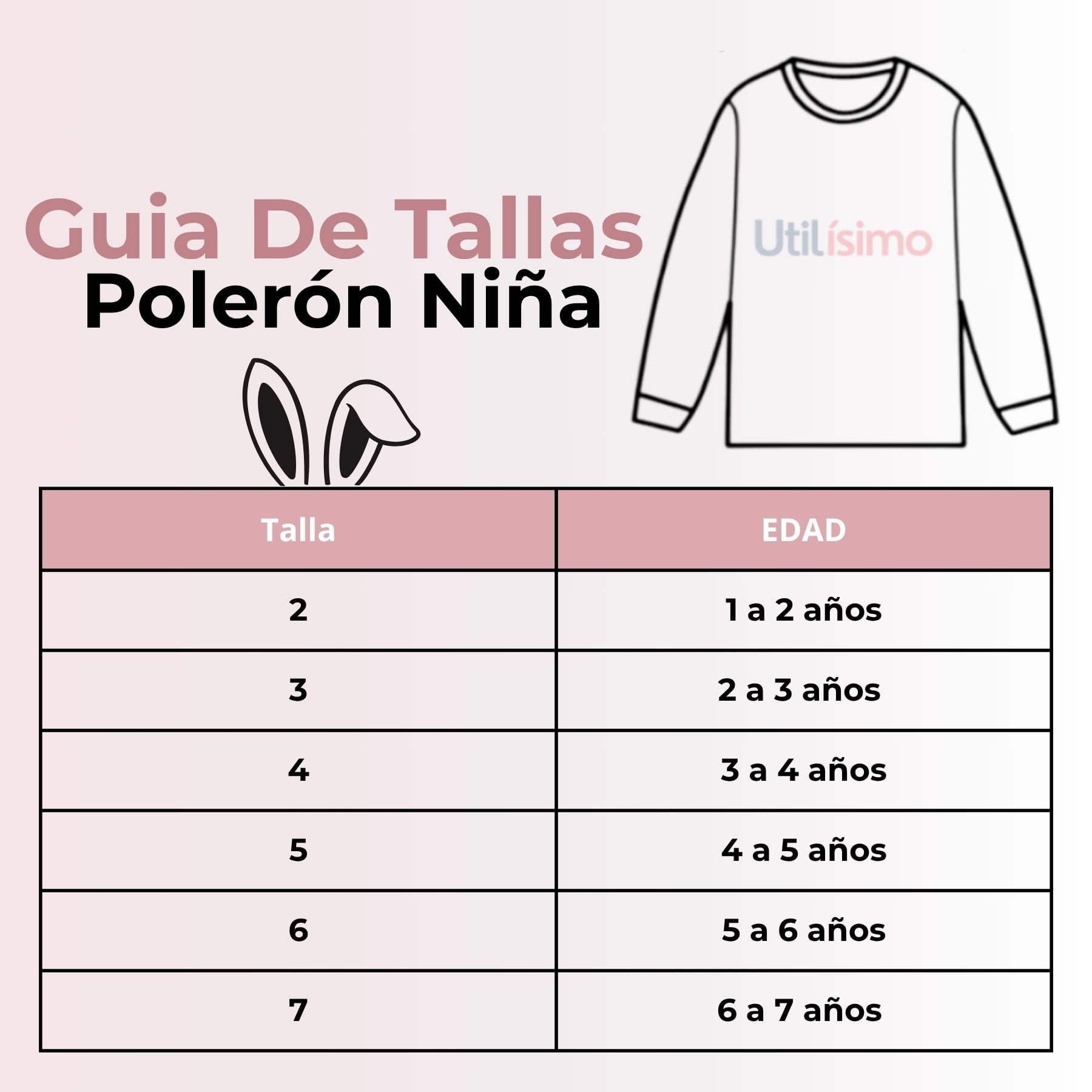 POLERÓN NIÑA MANGA LARGA 100% ALGODÓN ROSADO CONEJITO - 3