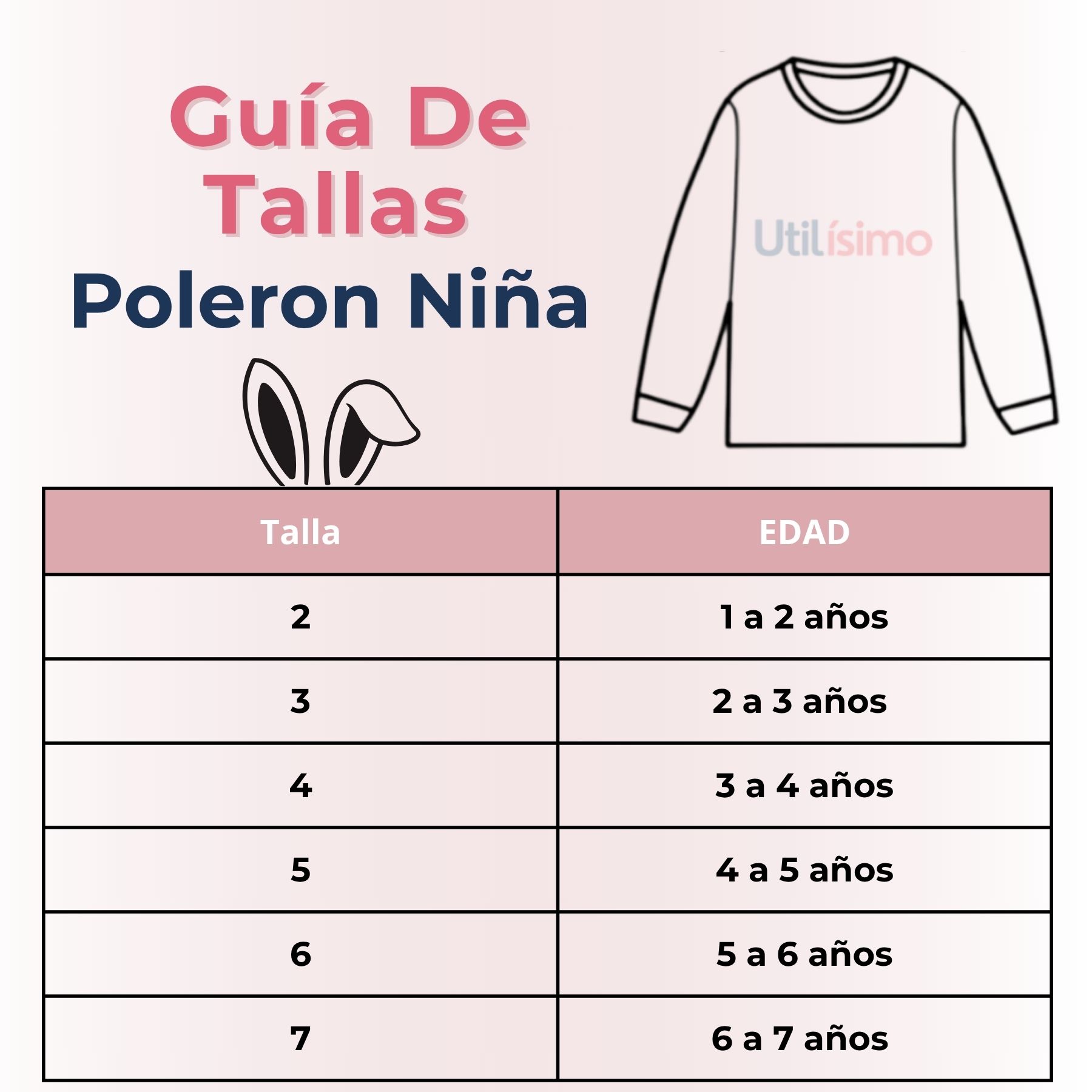 POLERÓN NIÑA MANGA LARGA 100% ALGODÓN ROSADO CONEJITO - 3
