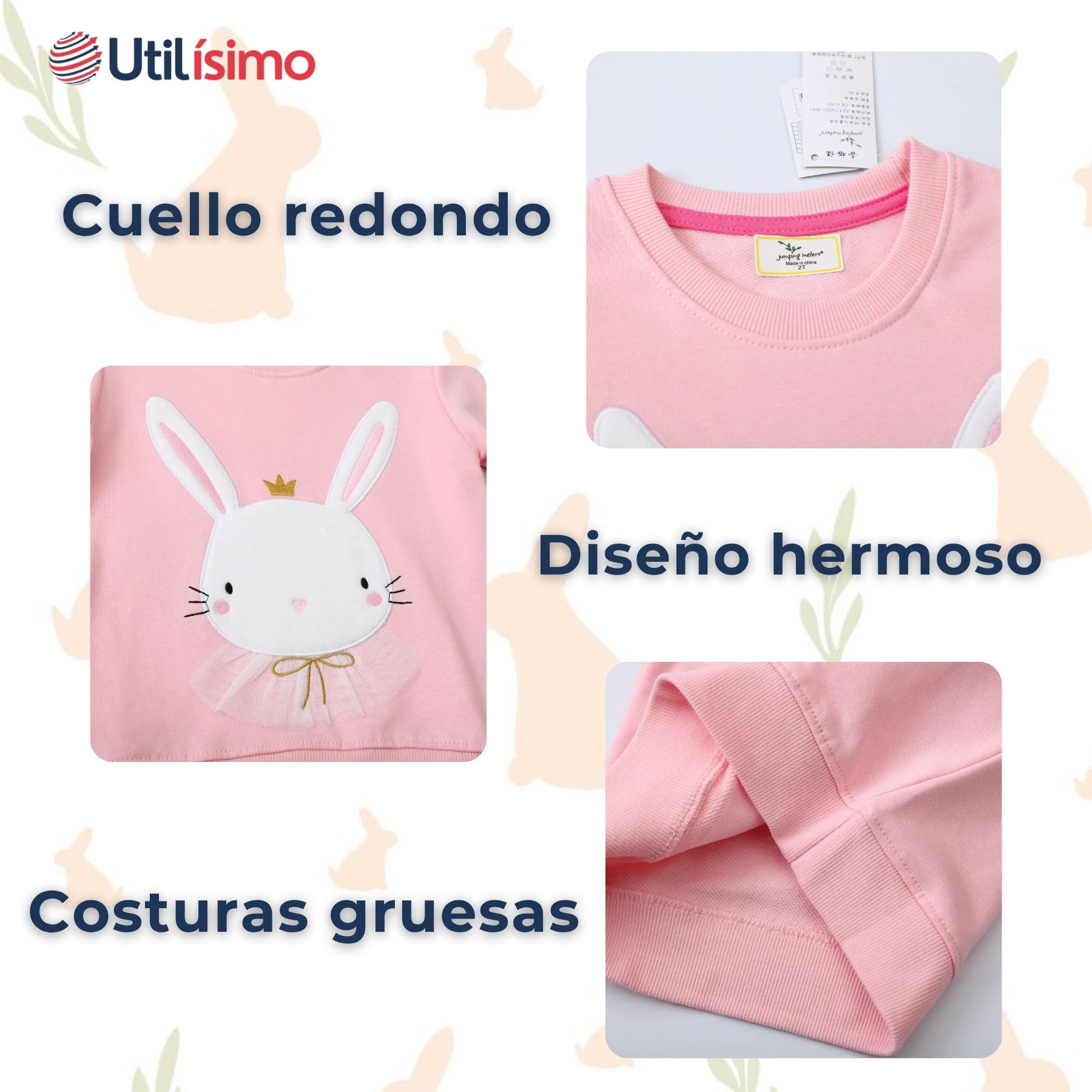 POLERÓN NIÑA MANGA LARGA 100% ALGODÓN ROSADO CONEJITO - 4
