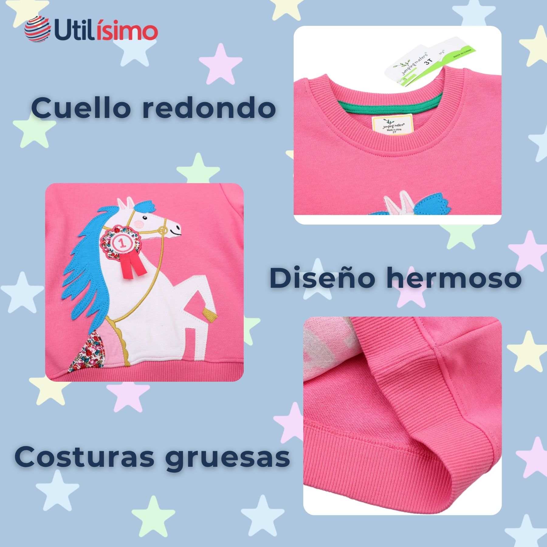 POLERÓN NIÑA MANGA LARGA 100% ALGODÓN FUCSIA UNICORNIO - 3