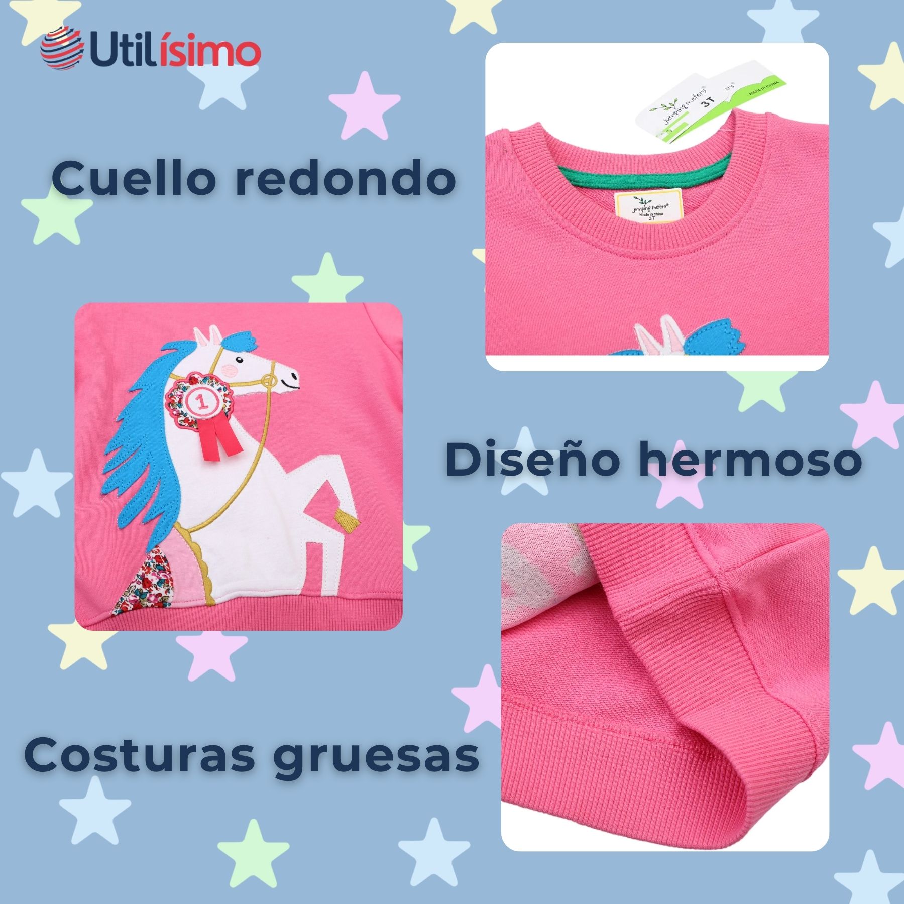 POLERÓN NIÑA MANGA LARGA 100% ALGODÓNFUCSIA UNICORNIO - 3