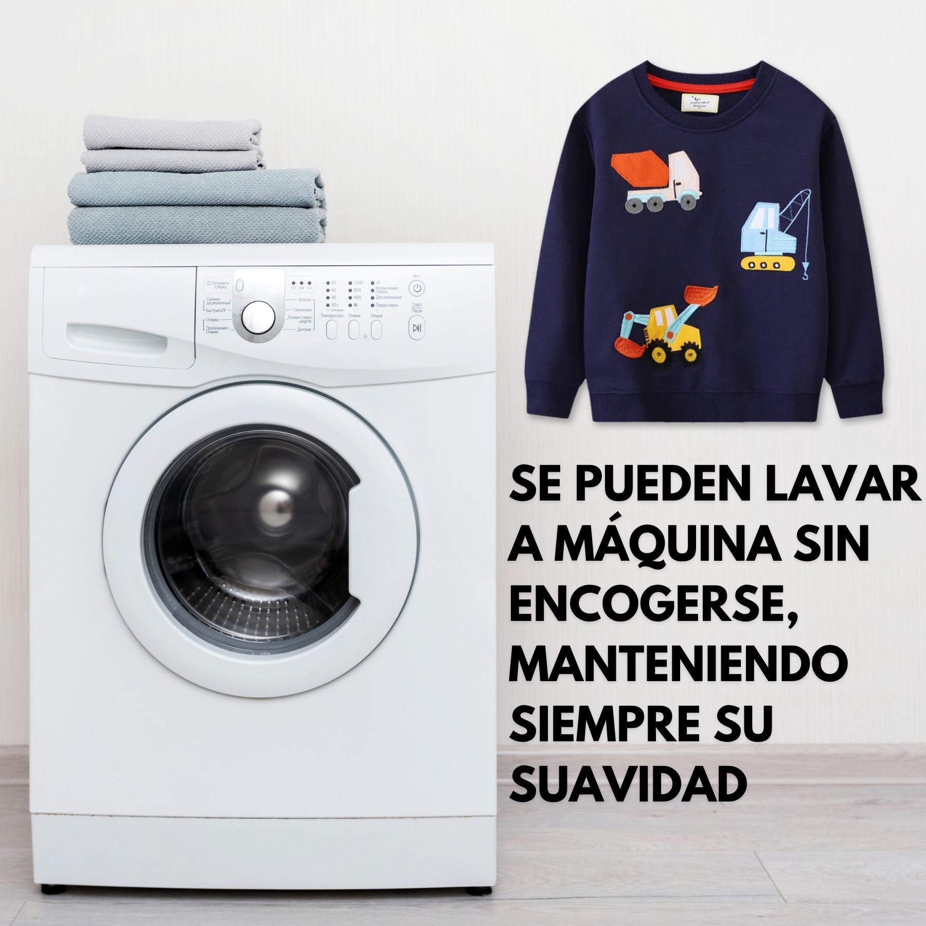POLERÓN NIÑO MANGA LARGA 100% ALGODÓN AZUL GRUAS - 6