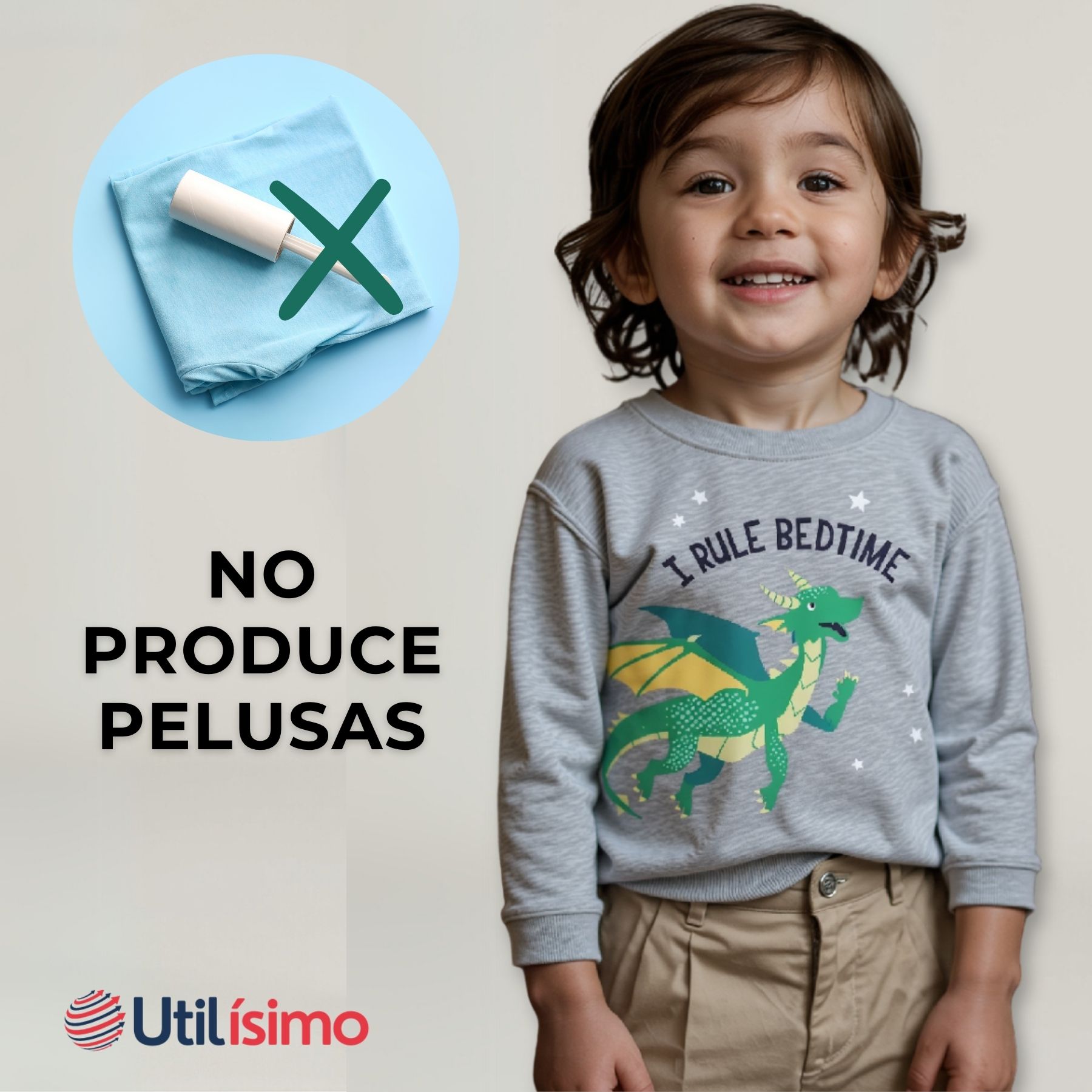 POLERÓN NIÑO MANGA LARGA 100% ALGODÓN GRIS DRAGON - 7