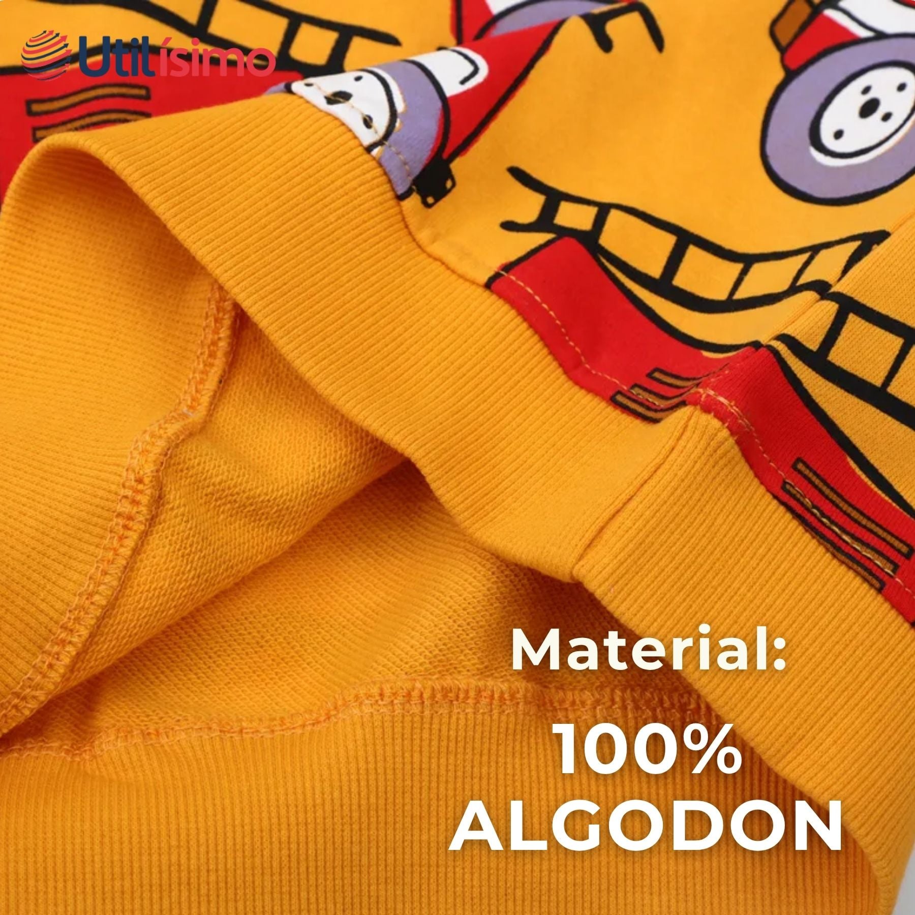 POLERÓN NIÑO MANGA LARGA 100% ALGODÓN EN COLOR AMARILLO BOMBEROS - 4