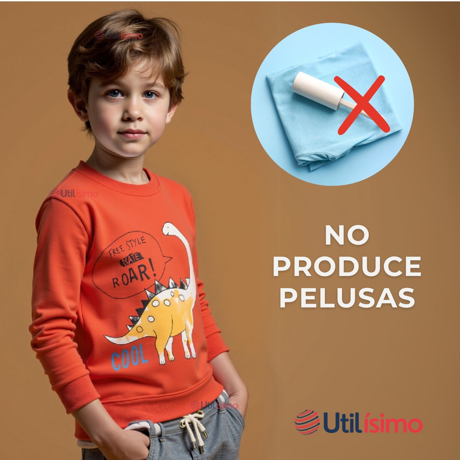 POLERÓN NIÑO MANGA LARGA 100% ALGODÓN NARANJA DINOSAURIOS - 7