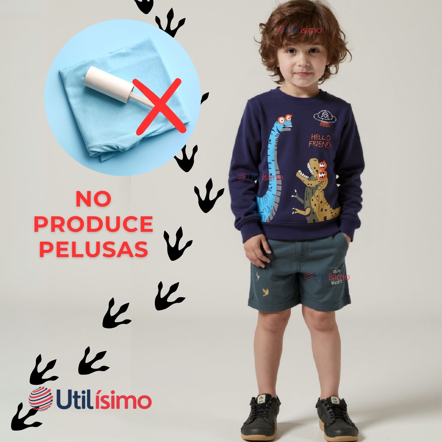 POLERÓN NIÑO MANGA LARGA 100% ALGODÓN AZUL DINOSAURIOS - 7