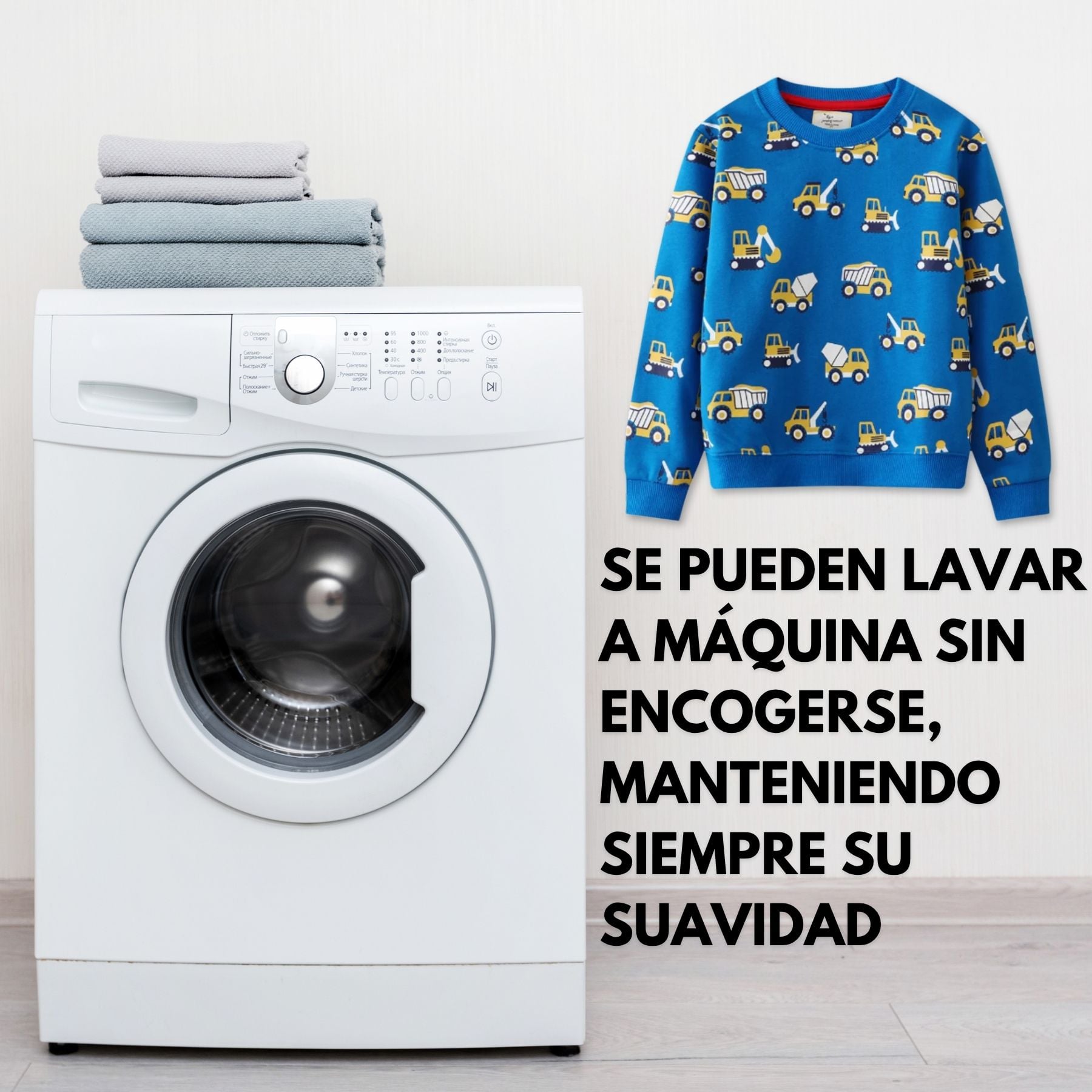POLERÓN NIÑO MANGA LARGA 100% ALGODÓN  AZUL CLARO GRÚAS - 5