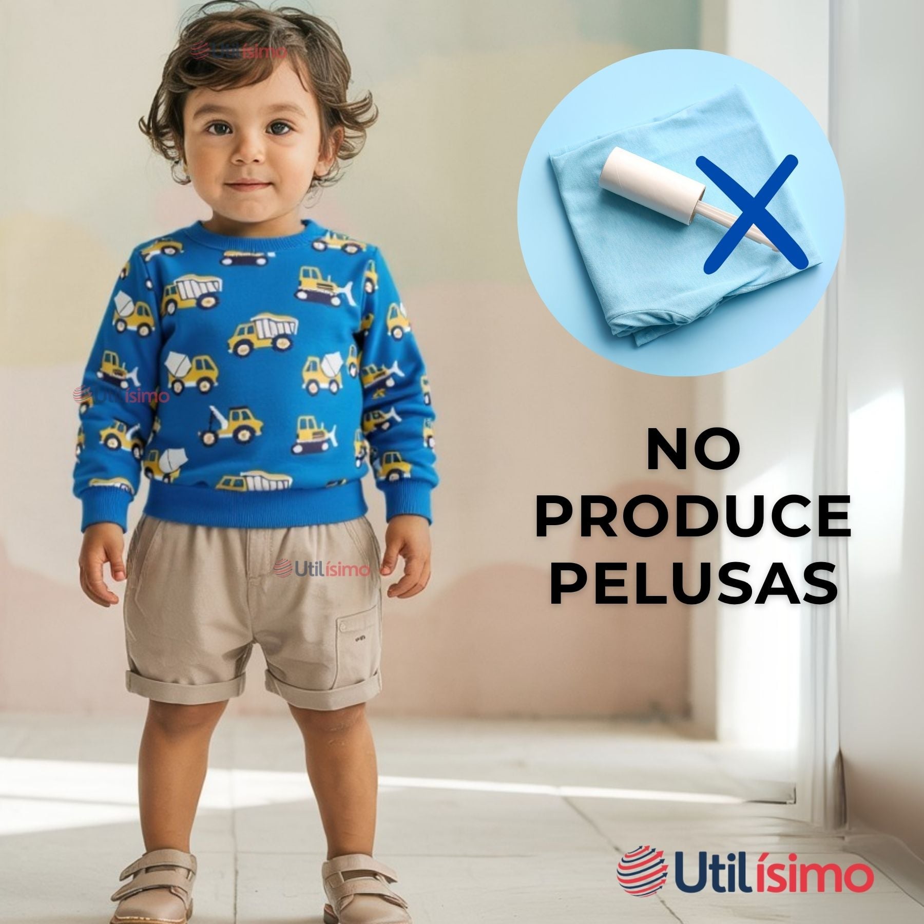 POLERÓN NIÑO MANGA LARGA 100% ALGODÓN AZUL CLARO GRUAS - 7