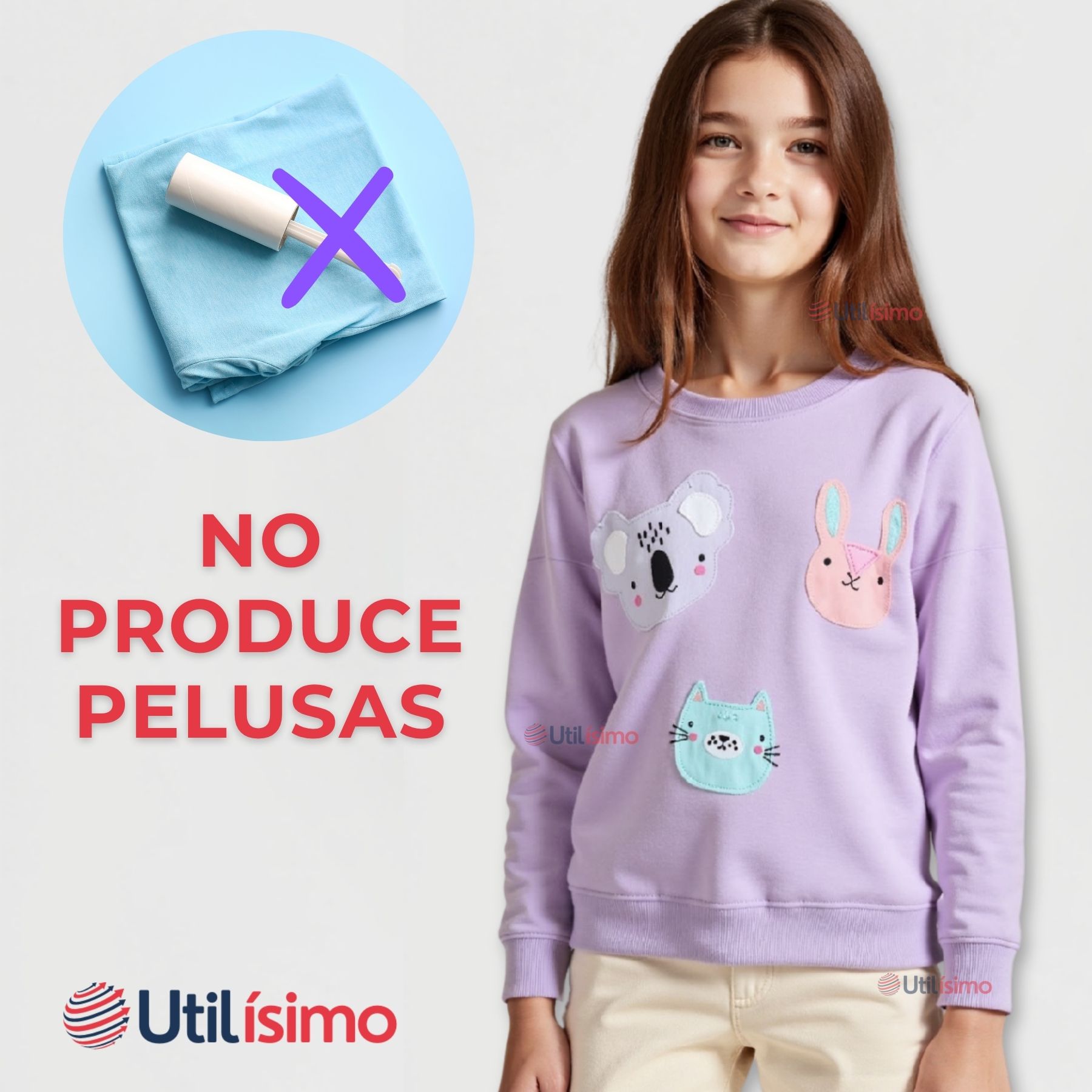 POLERÓN NIÑA MANGA LARGA 100% ALGODÓN MORADO ANIMALES - 7