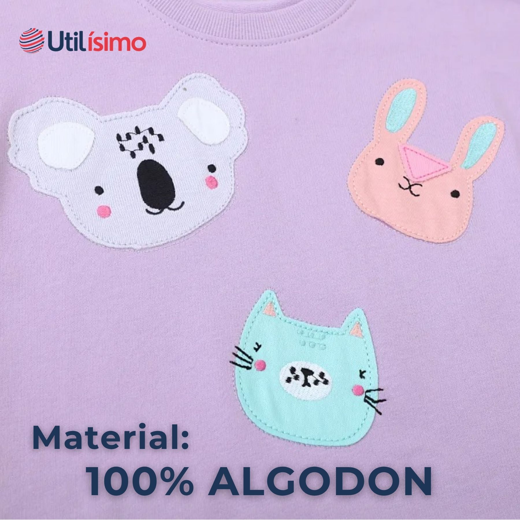 POLERÓN NIÑA MANGA LARGA 100% ALGODÓN MORADO ANIMALES - 5