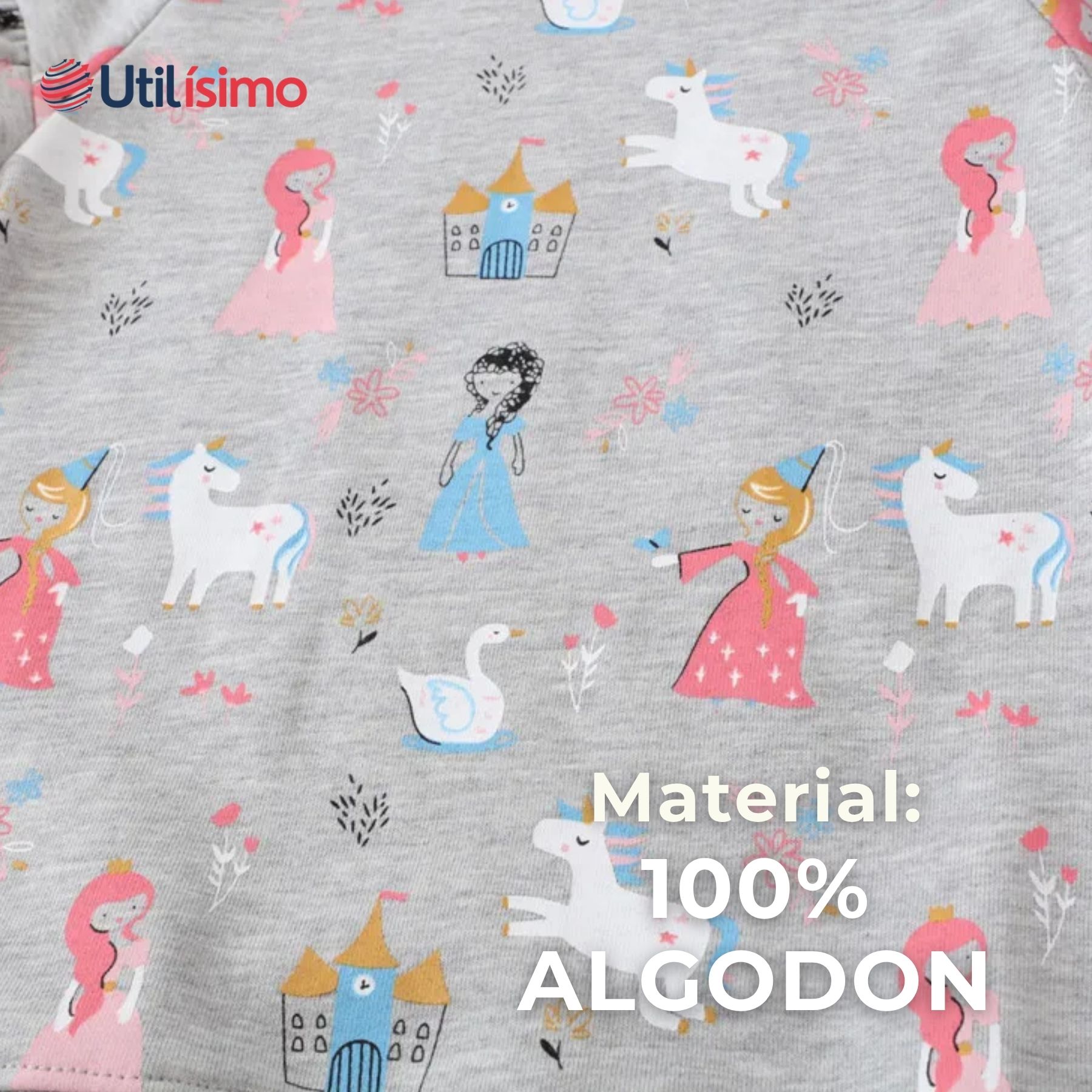 POLERÓN NIÑA MANGA LARGA 100% ALGODÓN GRIS PRINCESAS - 5