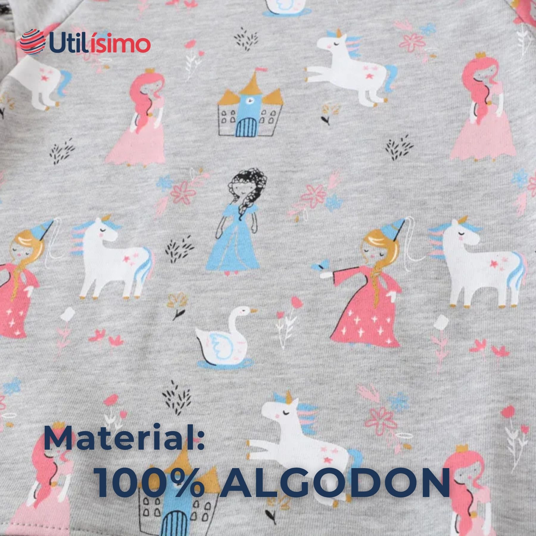 POLERÓN NIÑA MANGA LARGA 100% ALGODÓN GRIS PRINCESAS - 5