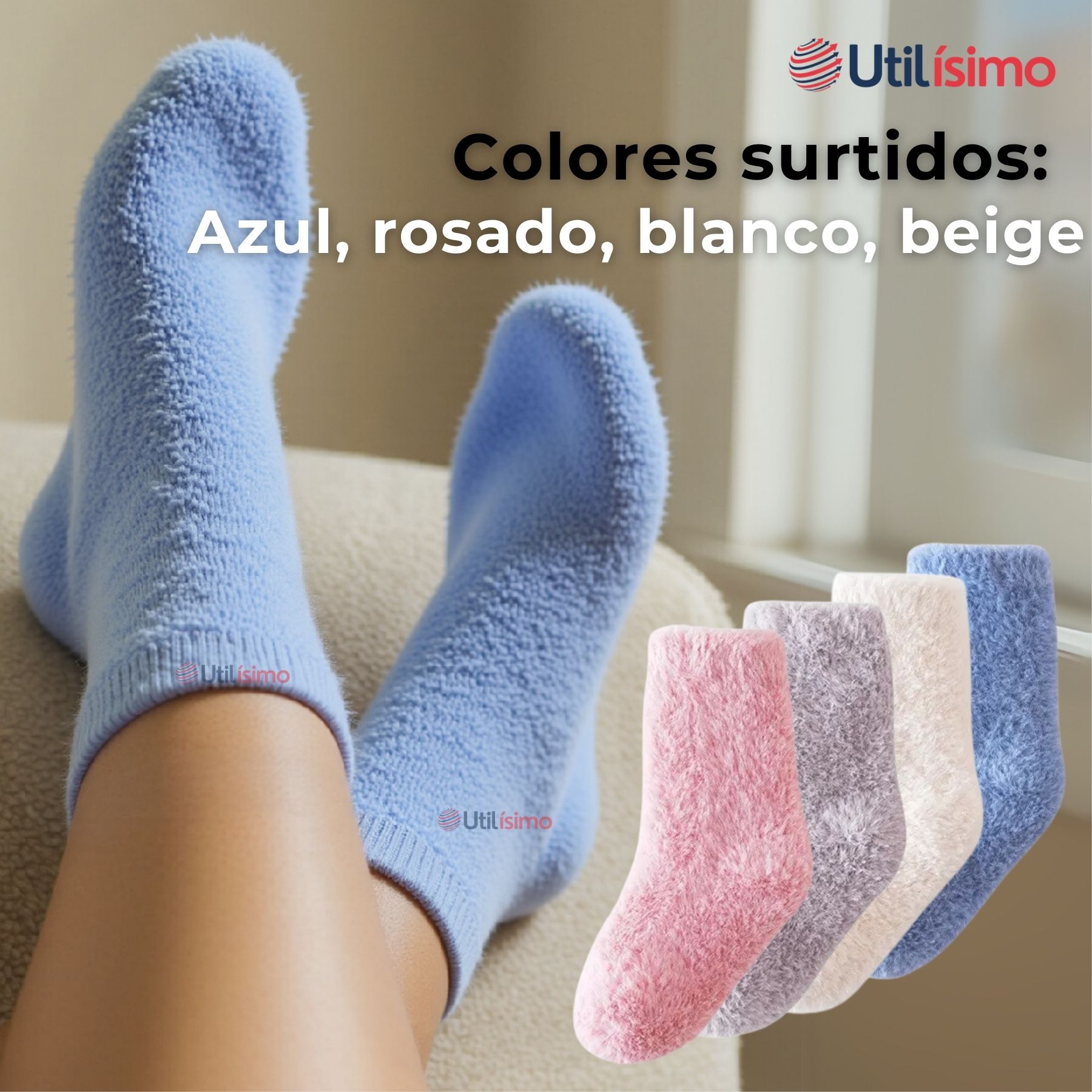 2 PARES CALCETINES TÉRMICOS POLIÉSTER PELUDITO NIÑA SURTIDOS - 2