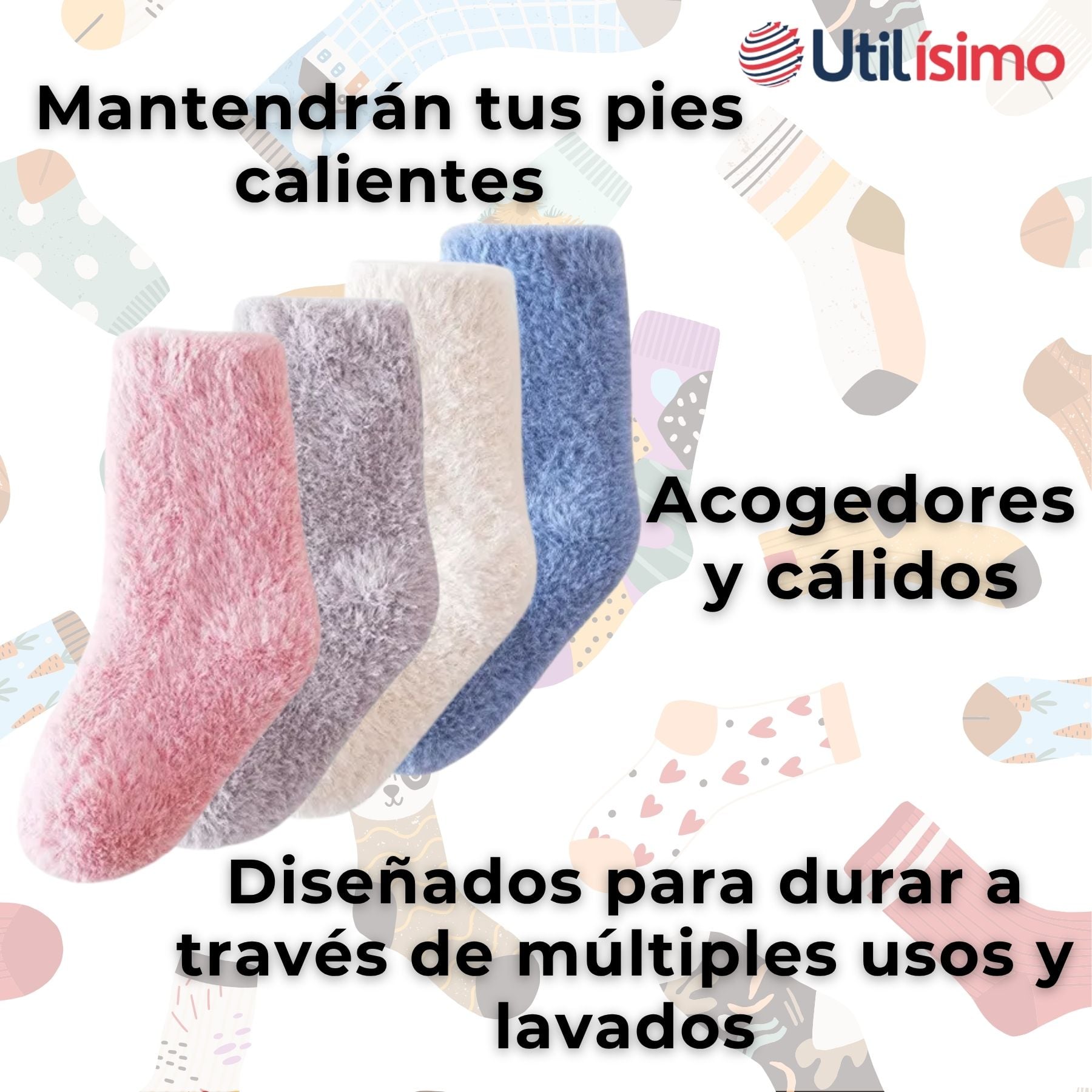 2 PARES CALCETINES TÉRMICOS POLIÉSTER PELUDITO NIÑA SURTIDOS - 4