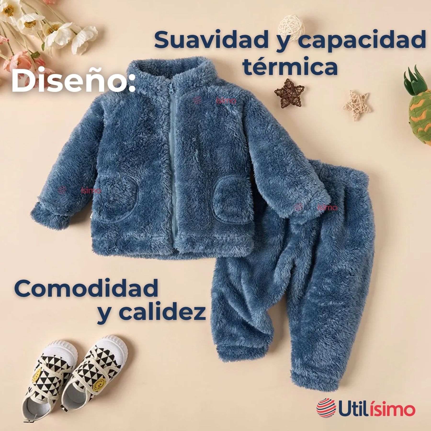 CONJUNTO FRIZADO POLAR 2 PIEZAS NIÑO AZUL - 2