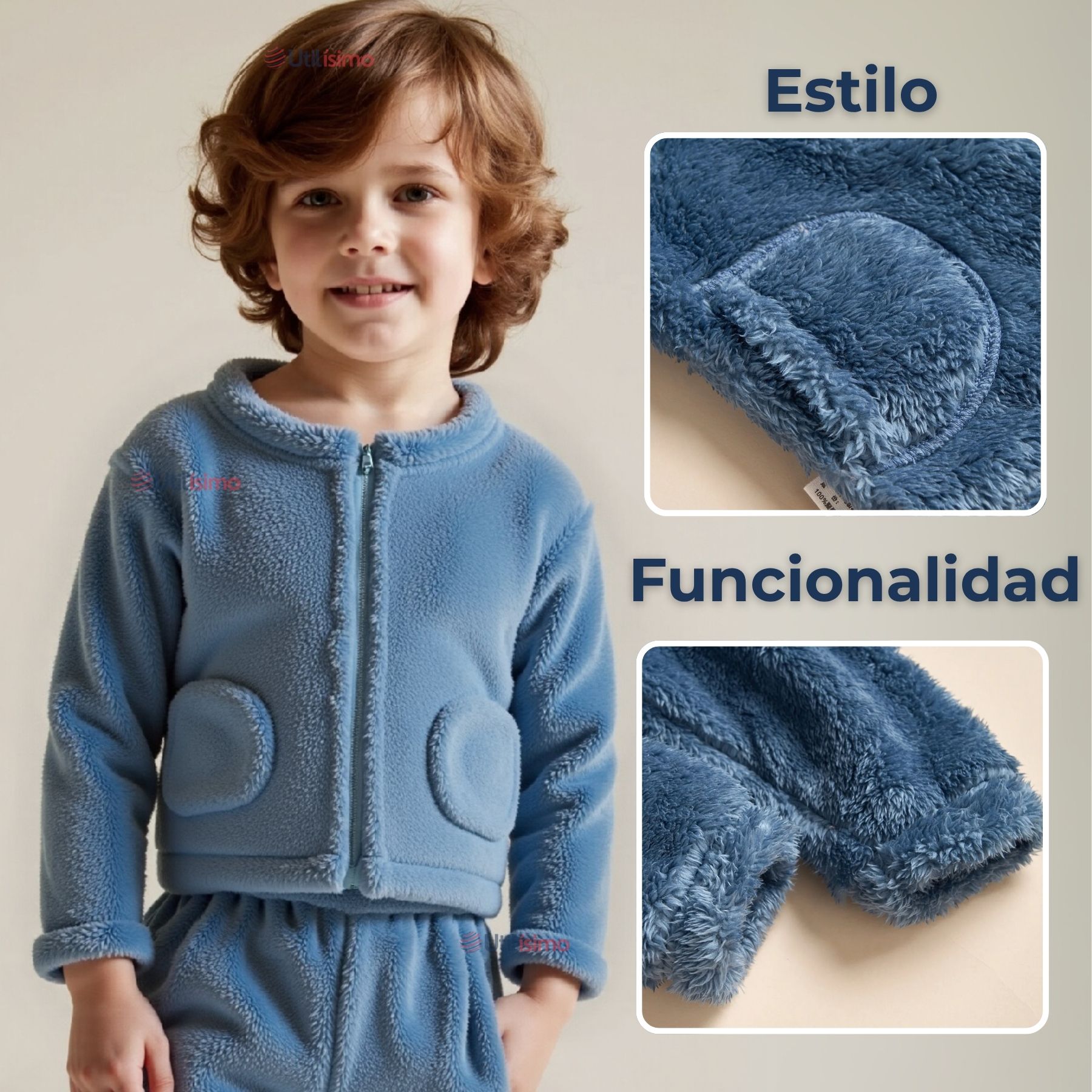 CONJUNTO FRIZADO POLAR 2 PIEZAS NIÑO AZUL - 6