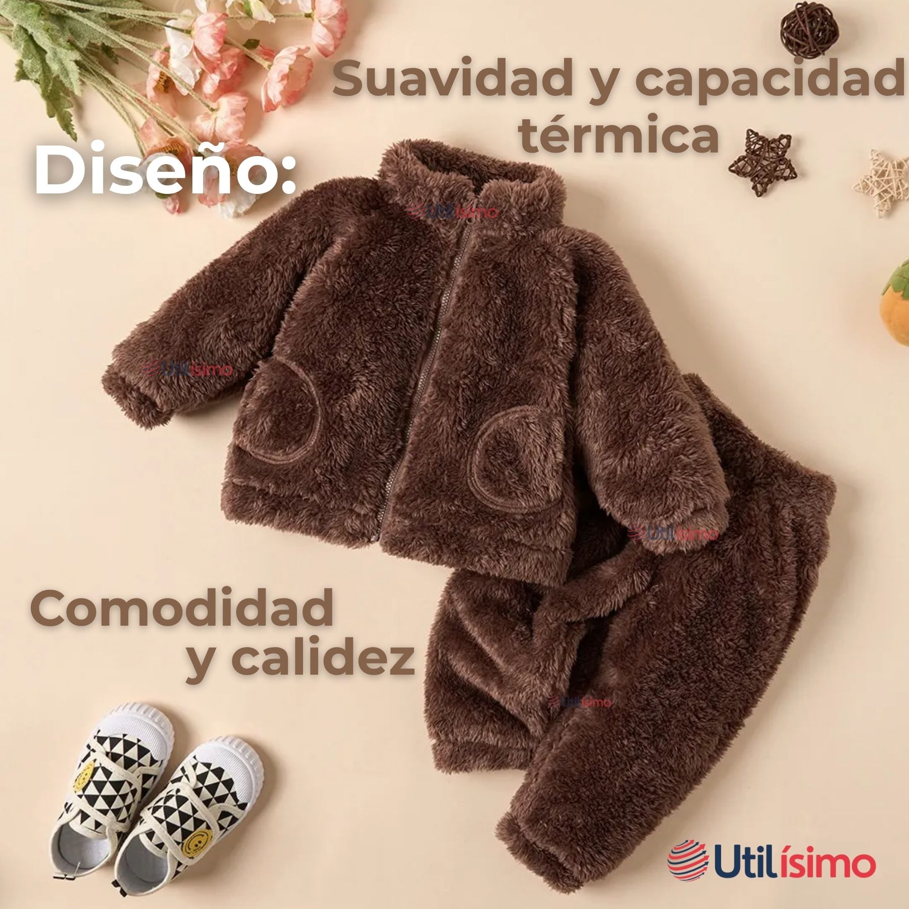 CONJUNTO FRIZADO POLAR 2 PIEZAS NIÑO MARRON - 2