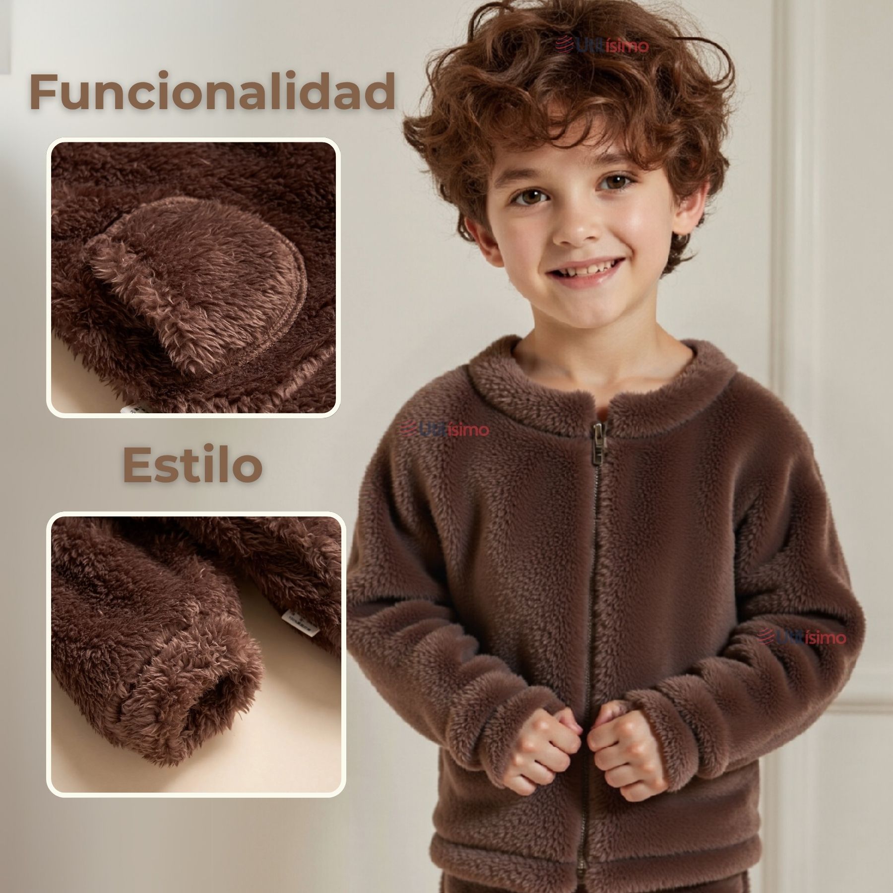CONJUNTO FRIZADO POLAR 2 PIEZAS NIÑO MARRON - 6