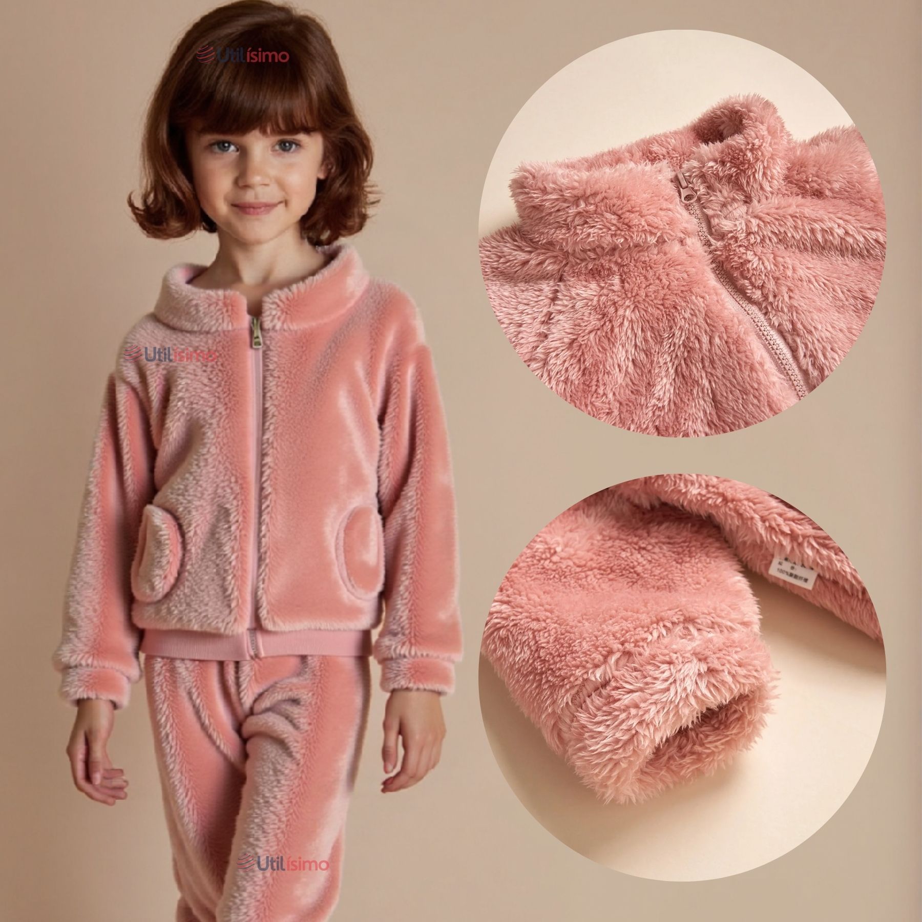 CONJUNTO FRIZADO POLAR 2 PIEZAS NIÑA ROSADO - 1