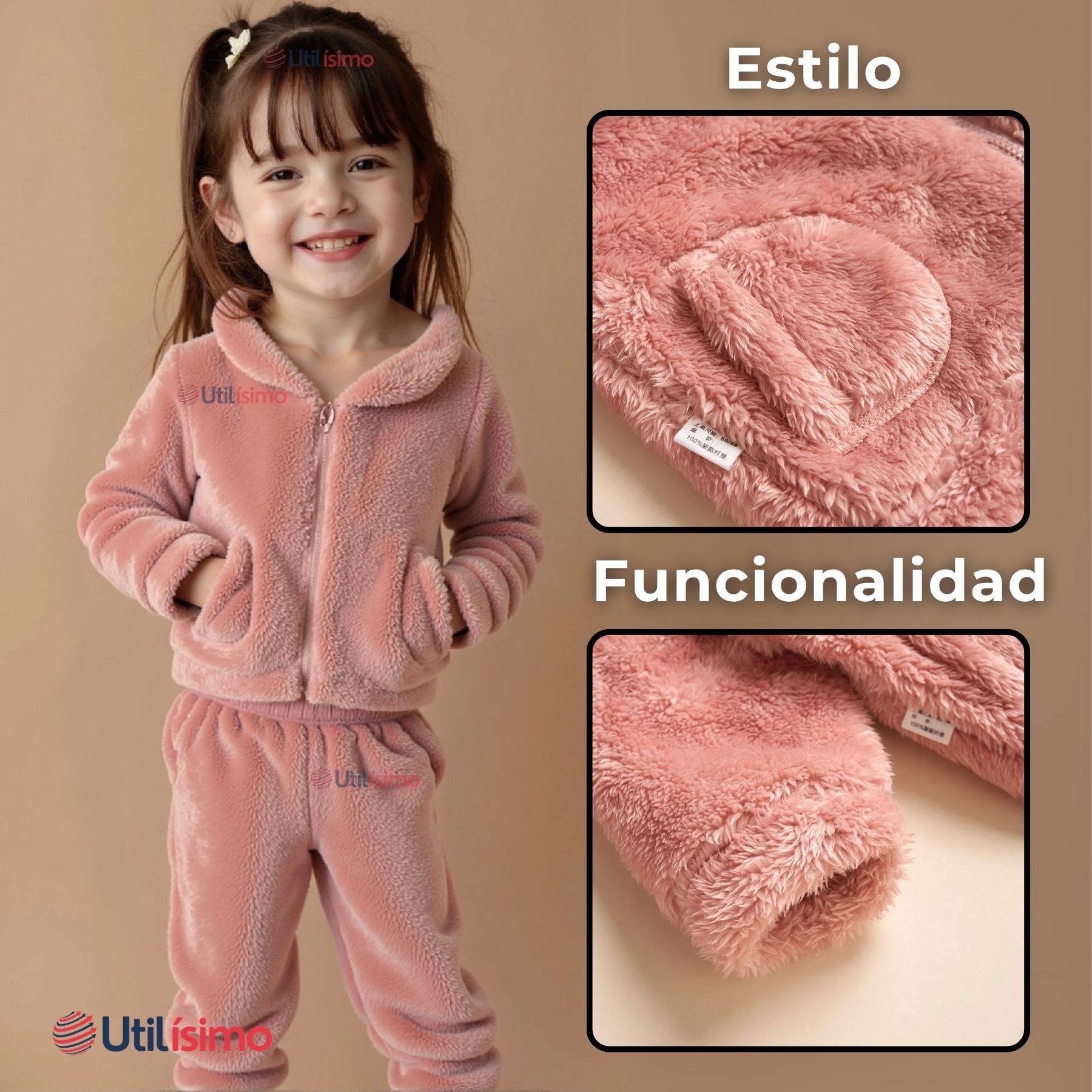 CONJUNTO FRIZADO POLAR 2 PIEZAS NIÑA ROSADO - 7