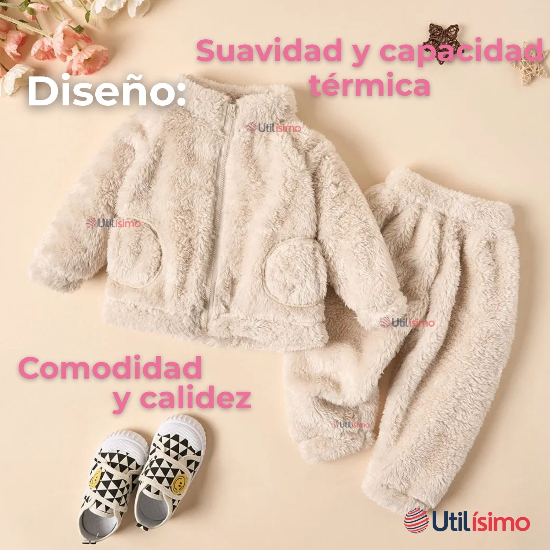 CONJUNTO FRIZADO POLAR 2 PIEZAS NIÑA EN COLOR BLANCO - 2