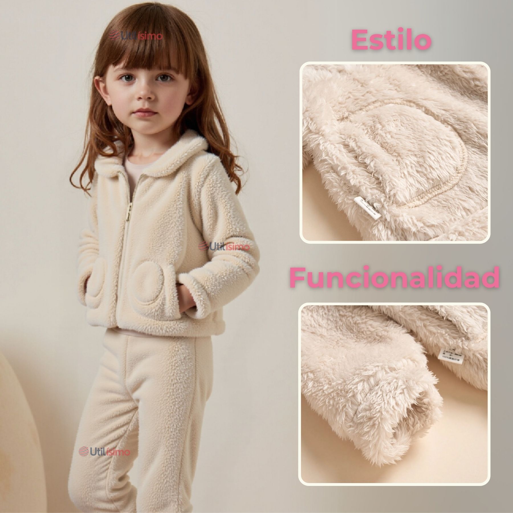 CONJUNTO FRIZADO POLAR 2 PIEZAS NIÑA EN COLOR BLANCO - 6