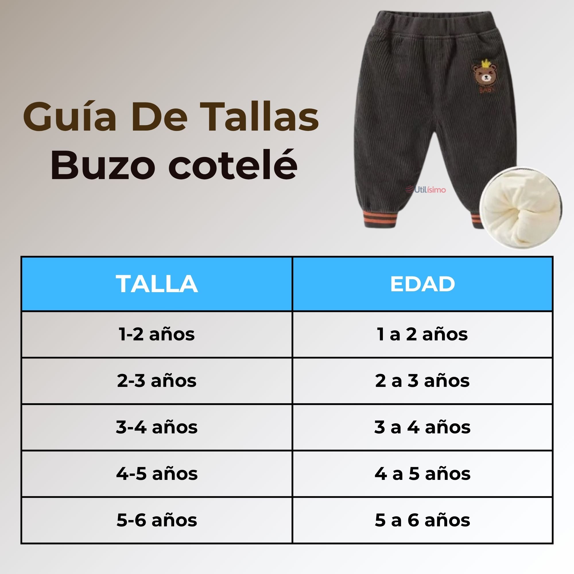 BUZO COTELÉ FORRADO EN POLAR NIÑO PANTALÓN GRIS - 4