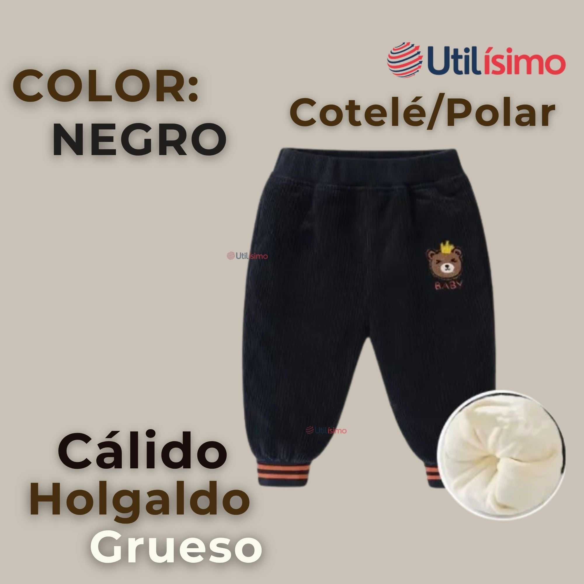 BUZO COTELÉ FORRADO EN POLAR NIÑO EN COLOR NEGRO - 3