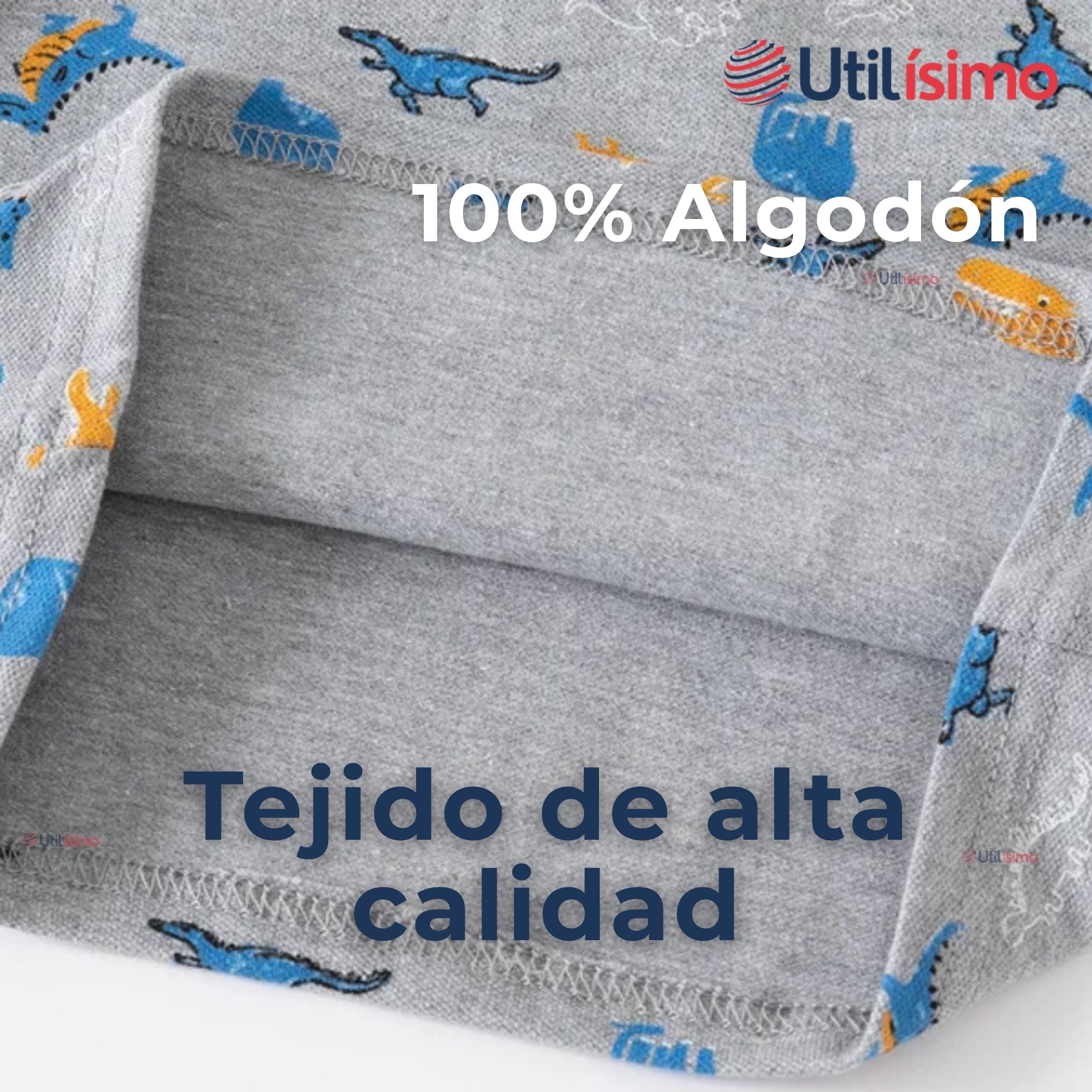 POLERA PIQUÉ MANGA LARGA NIÑO CON ESTAMPADO DE DINOSAURIOS GRIS - 4