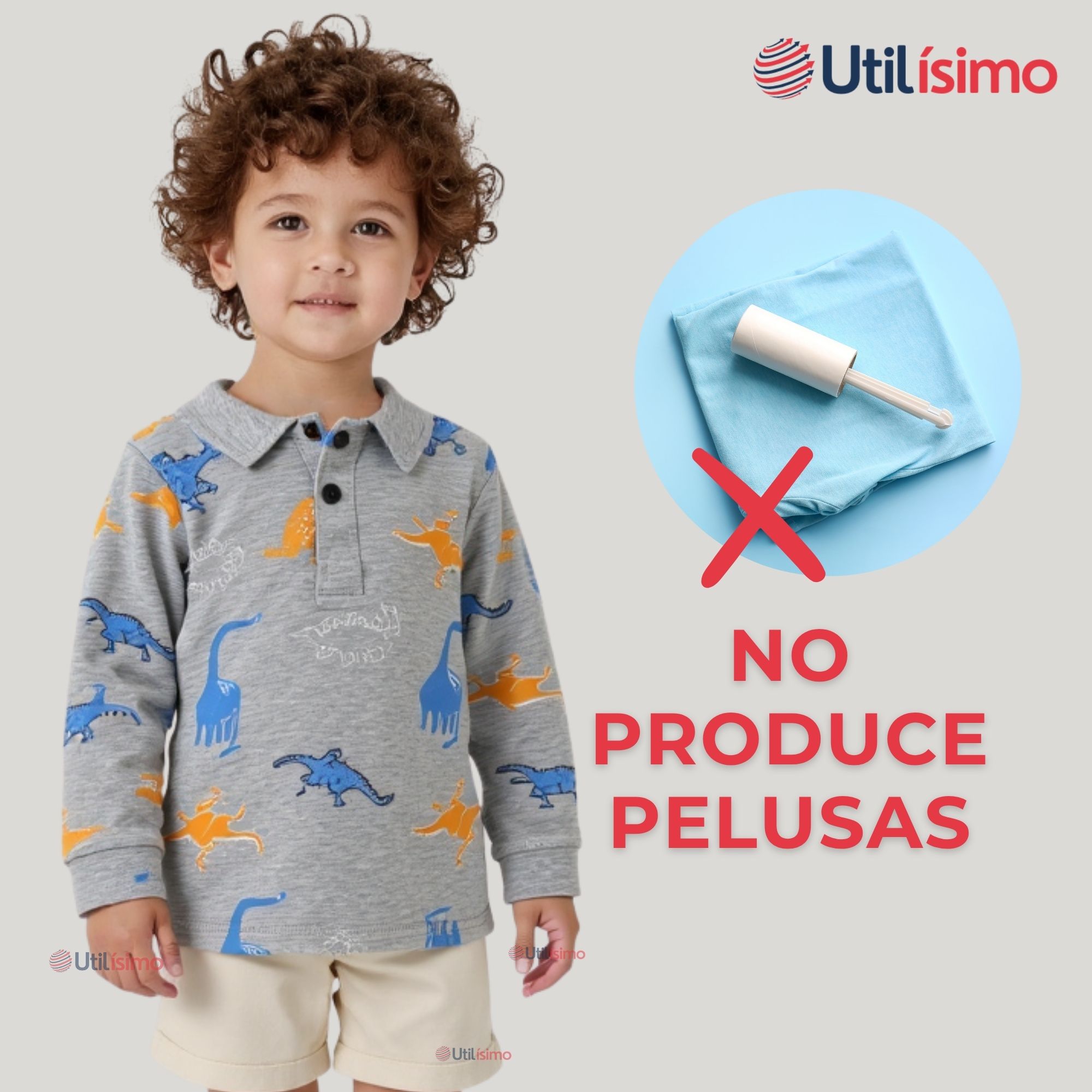 POLERA PIQUÉ MANGA LARGA NIÑO CON ESTAMPADO DE DINOSAURIOS GRIS - 8