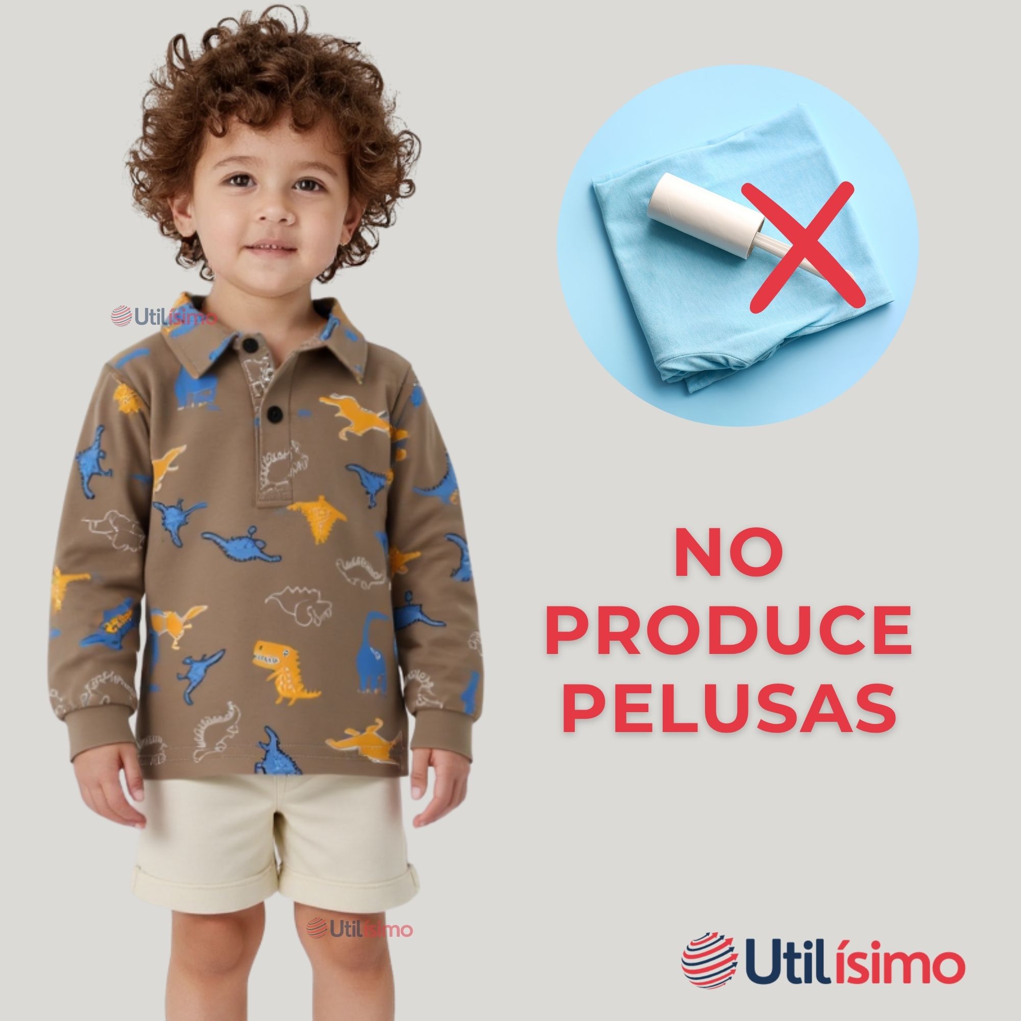 POLERA PIQUÉ MANGA LARGA NIÑO CON ESTAMPADO DE DINOSAURIOS MARRÓN - 8