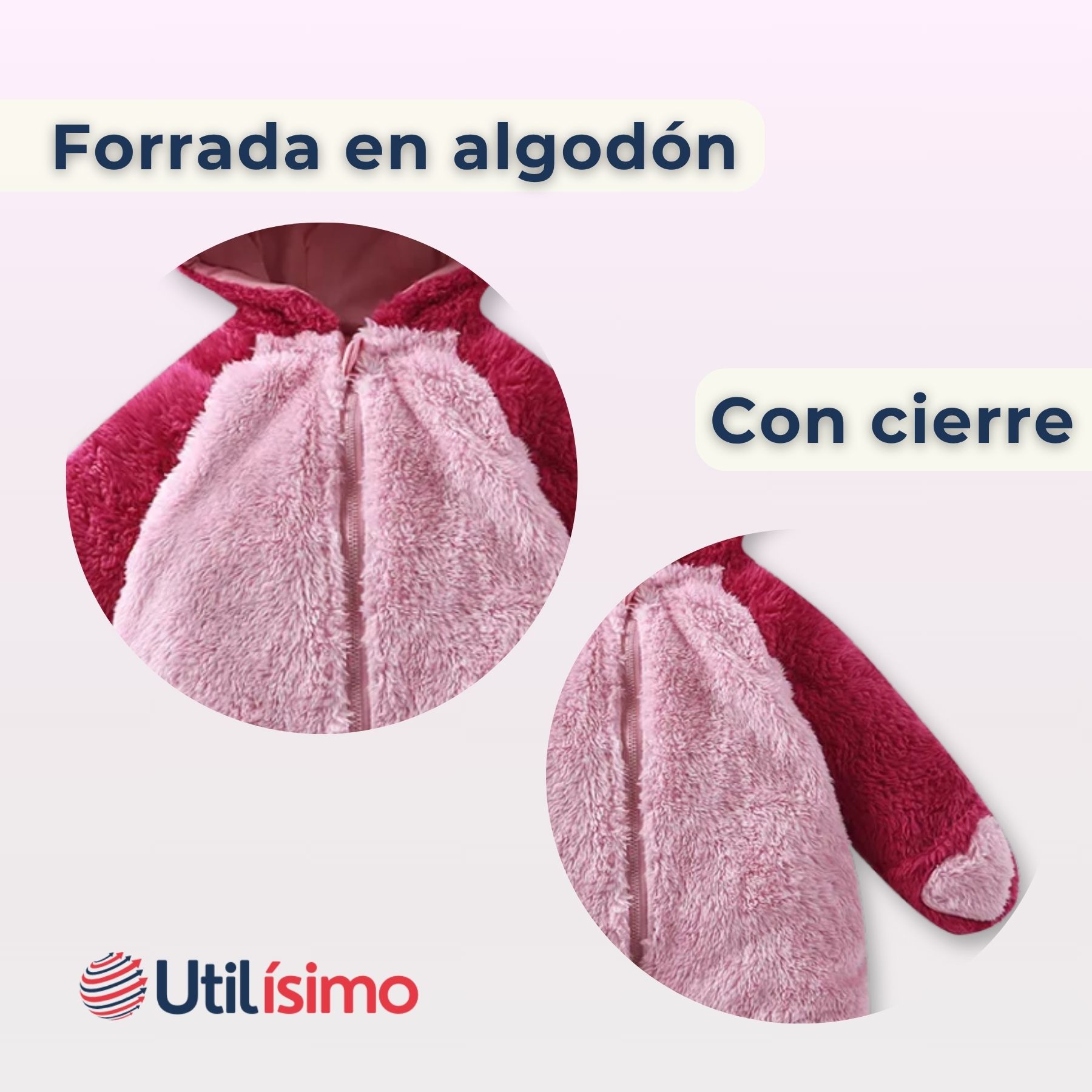 ENTERITO OSITO POLAR CON CAPUCHA ROSADO PARA BEBÉ - 6