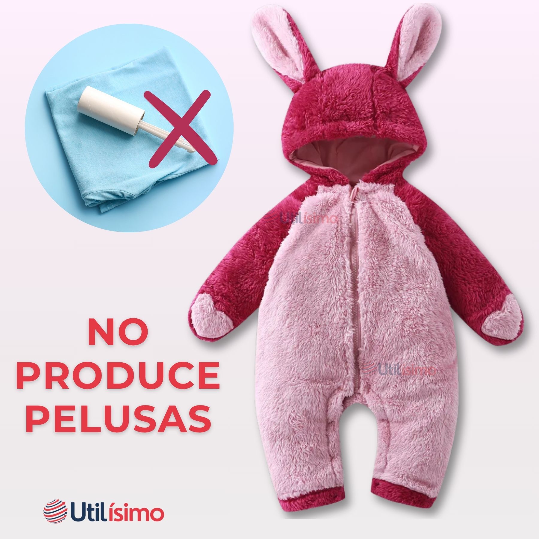 ENTERITO OSITO POLAR CON CAPUCHA ROSADO PARA BEBÉ - 8